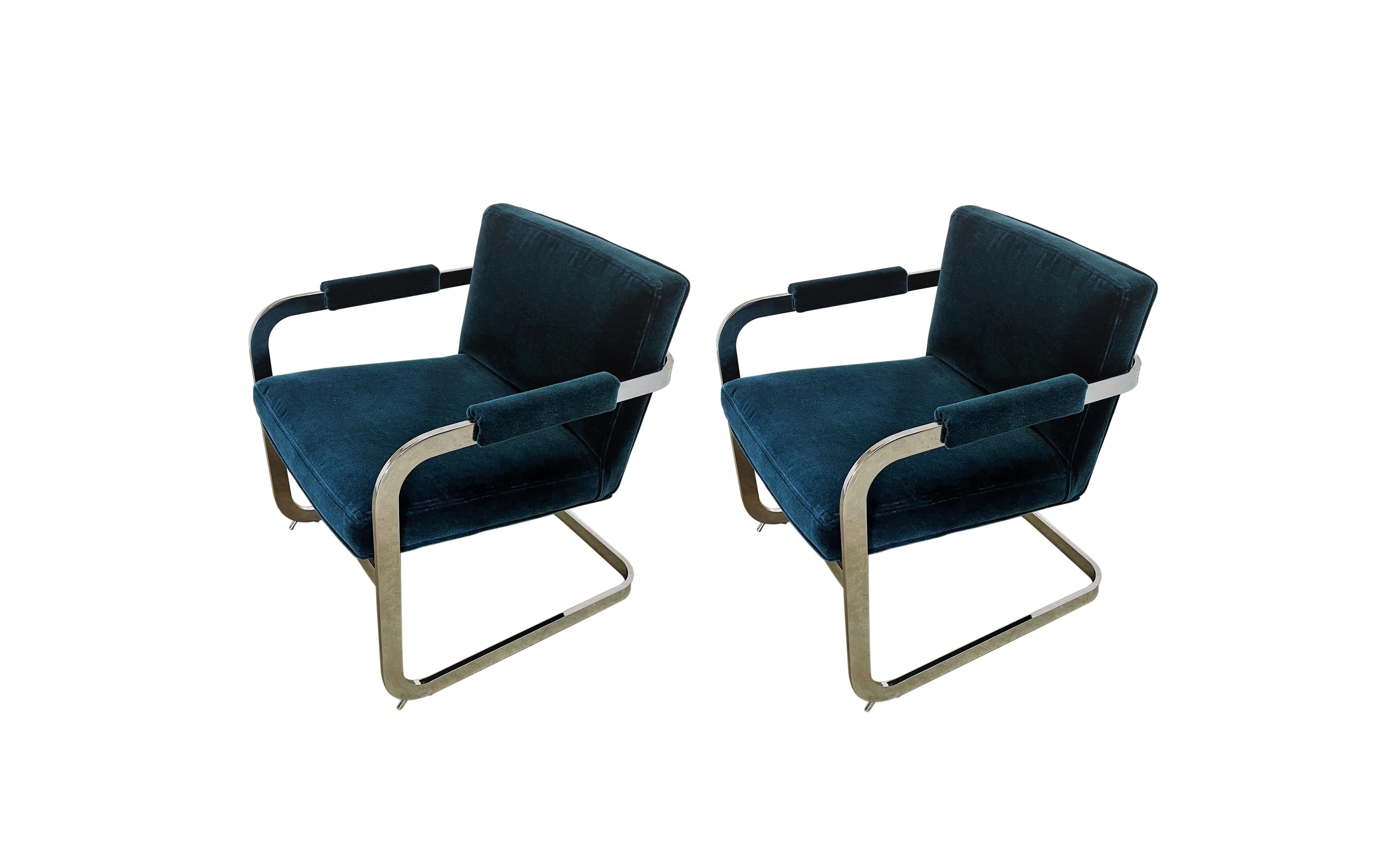 70's Modern Cantilever Armchairs by Milo Baughman for Thayer Coggin In Good Condition In Dallas, TX