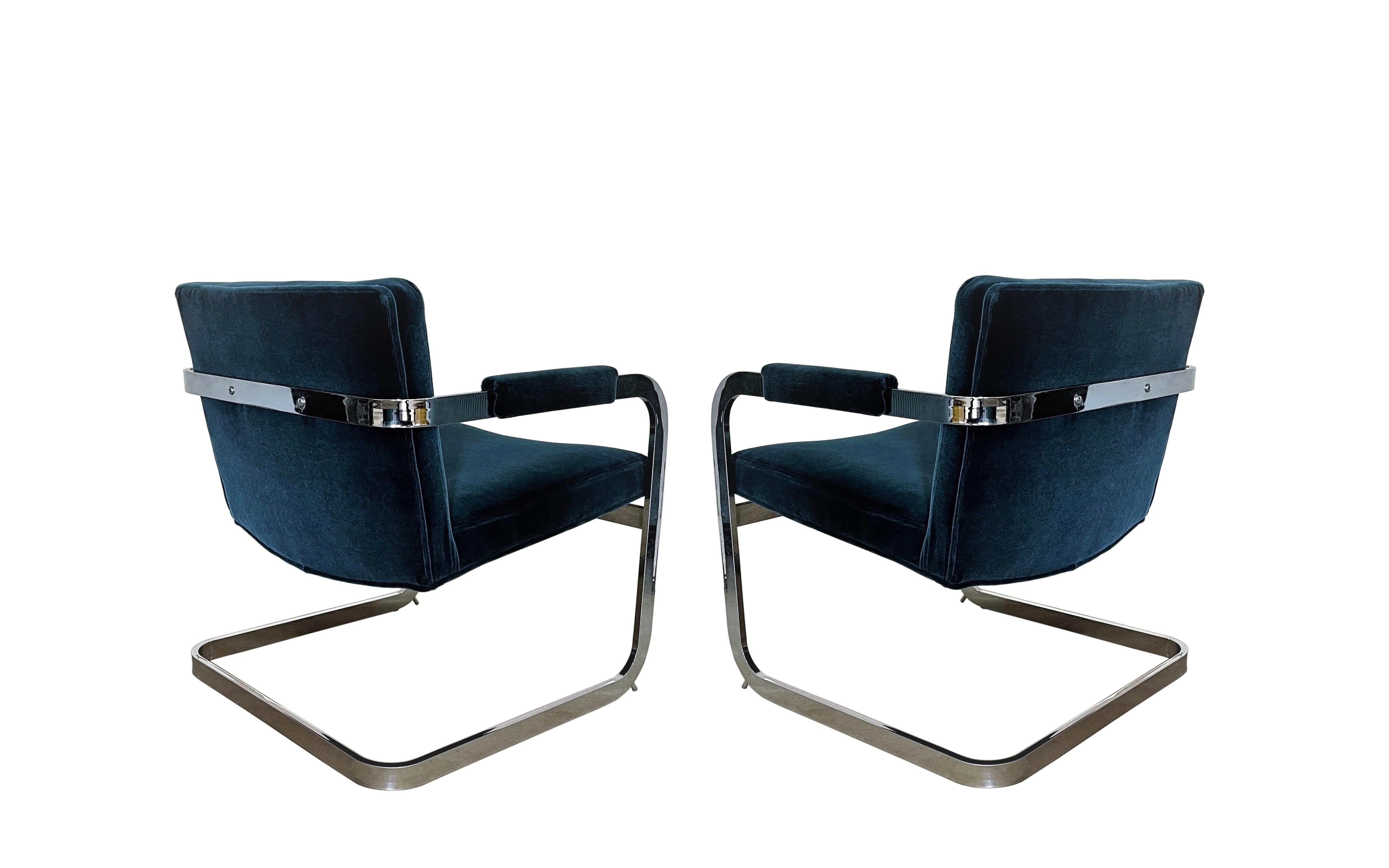 Late 20th Century 70's Modern Cantilever Armchairs by Milo Baughman for Thayer Coggin