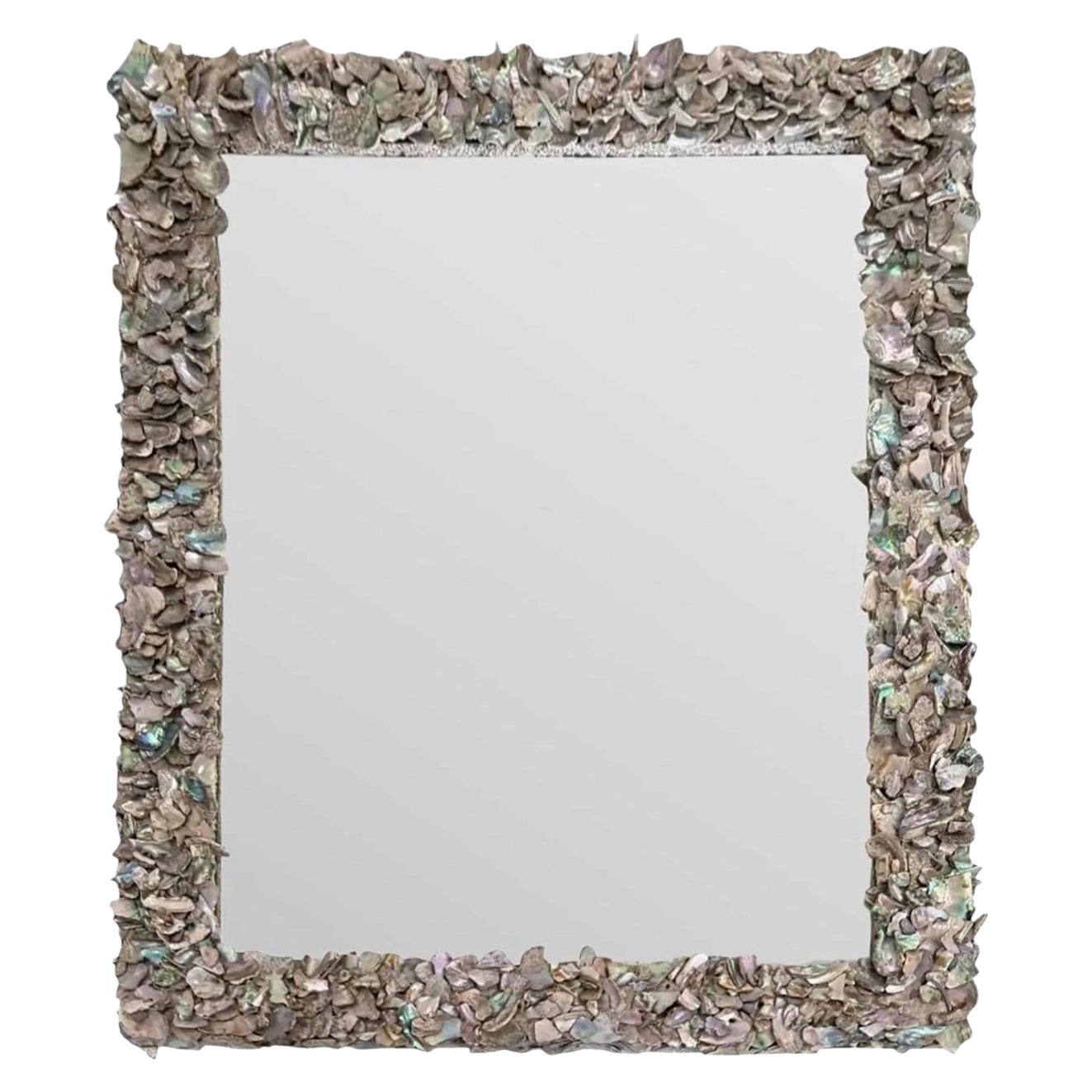 70’s Modern Designer Abalone Seashell Mirror For Sale
