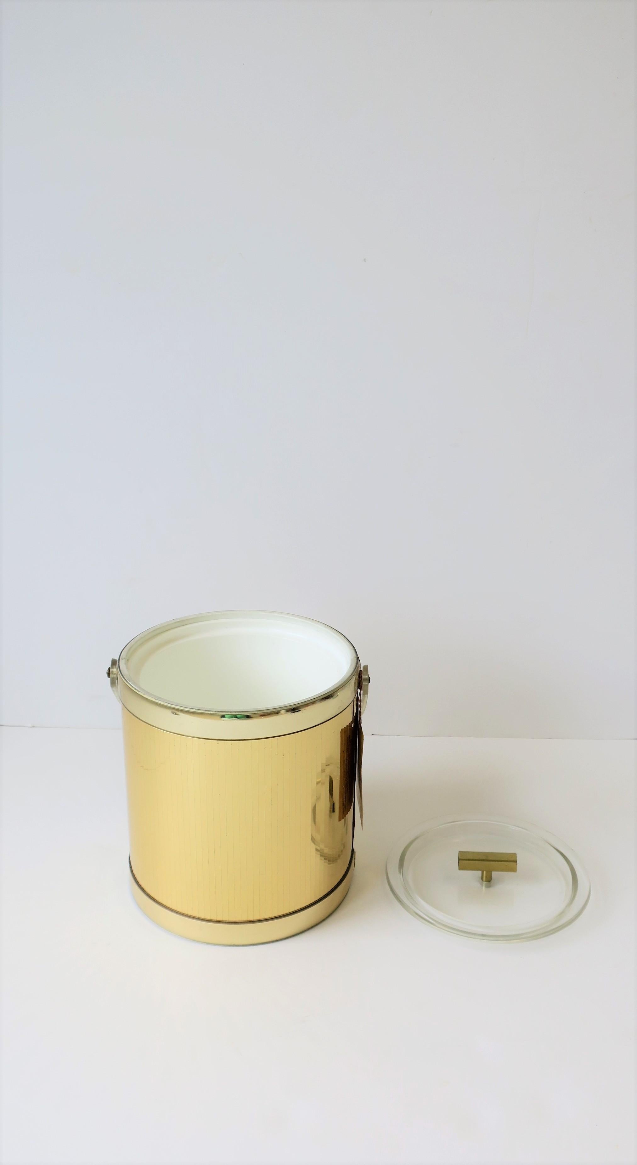 American Gold Disco Era Modern Acrylic Ice Bucket, circa 1970s For Sale