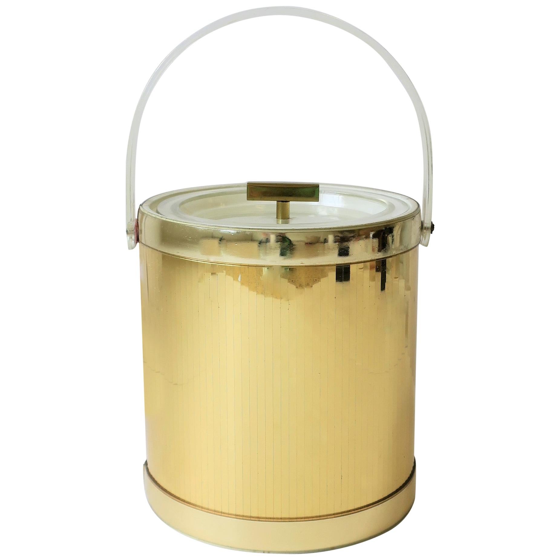 Gold Disco Era Modern Acrylic Ice Bucket, circa 1970s For Sale