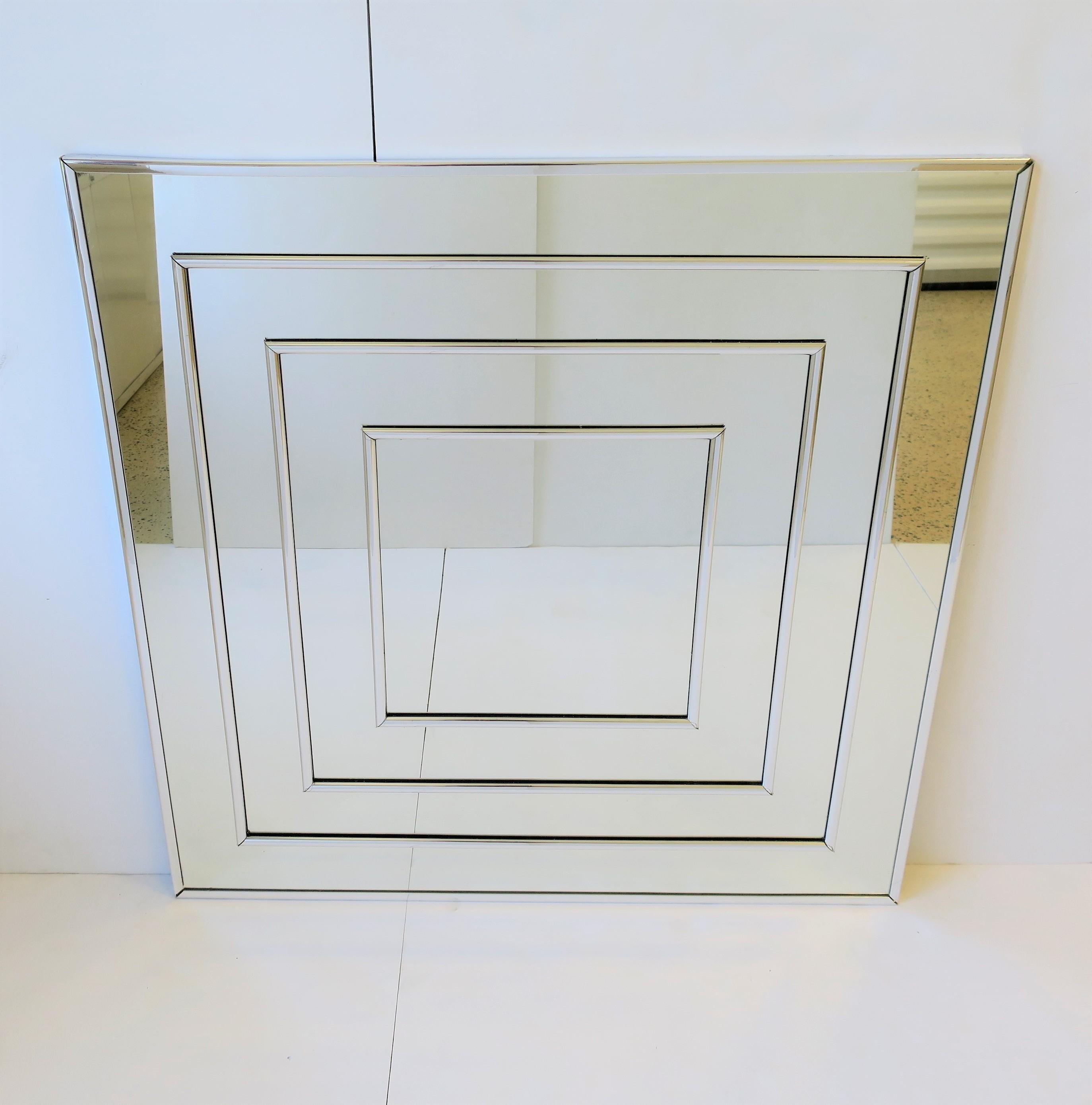 Modern Chrome Wall Mirror, circa 1970s In Good Condition In New York, NY