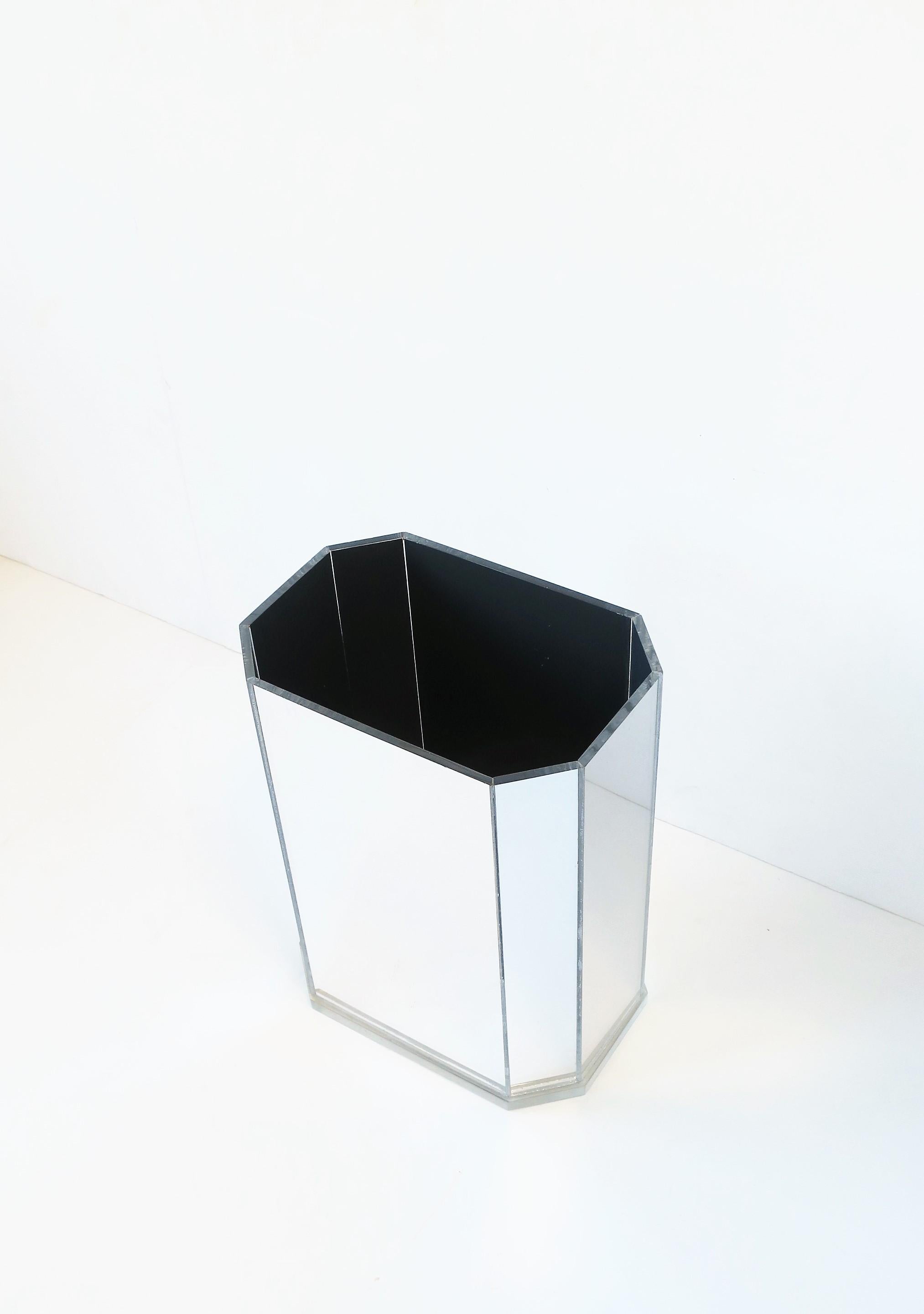 Modern Mirrored Acrylic Wastebasket or Trash Can, ca. 1970s 3