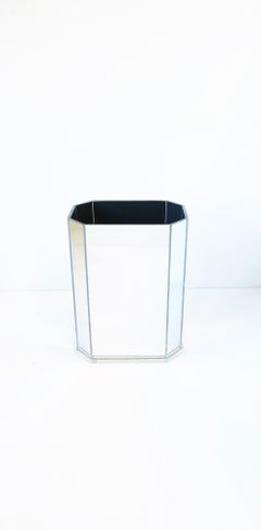 Modern Mirrored Acrylic Wastebasket or Trash Can, ca. 1970s