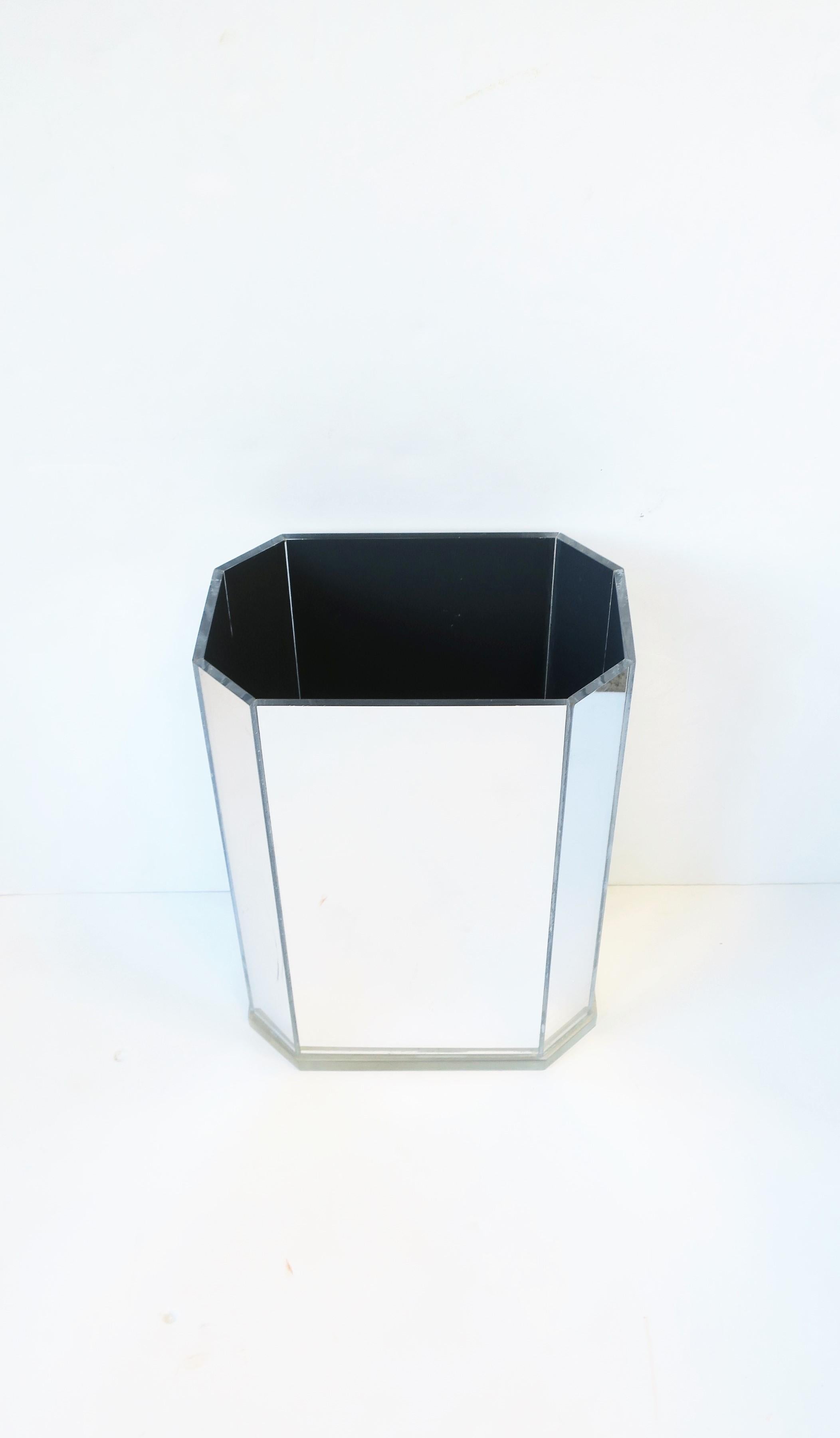 mirrored waste basket