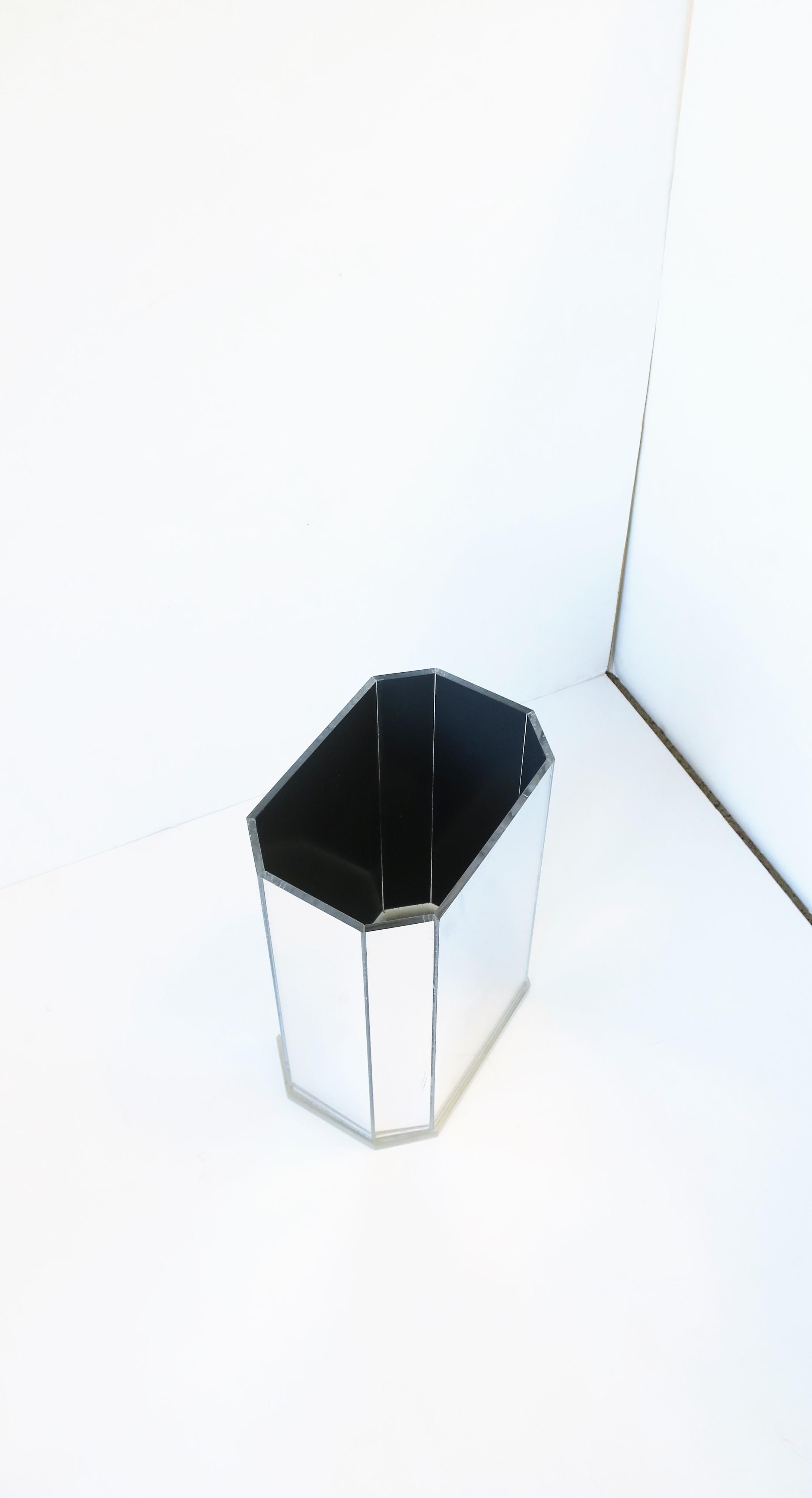 Late 20th Century Modern Mirrored Acrylic Wastebasket or Trash Can, ca. 1970s
