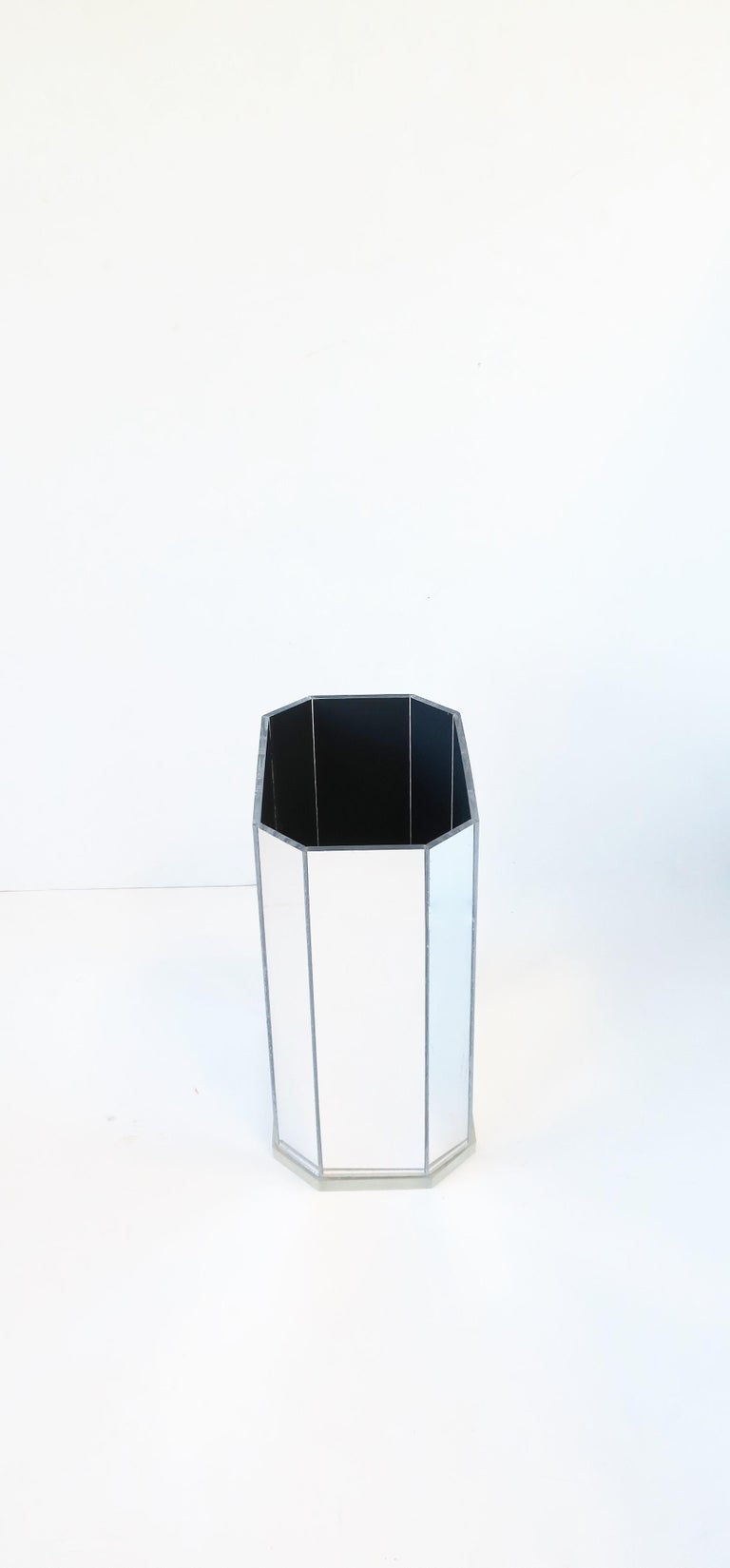 Modern Mirrored Acrylic Wastebasket or Trash Can, ca. 1970s at 1stDibs