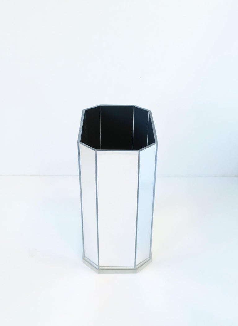 Modern Mirrored Acrylic Wastebasket or Trash Can, ca. 1970s at 1stDibs