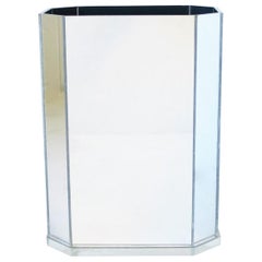 Vintage Modern Mirrored Acrylic Wastebasket or Trash Can, ca. 1970s