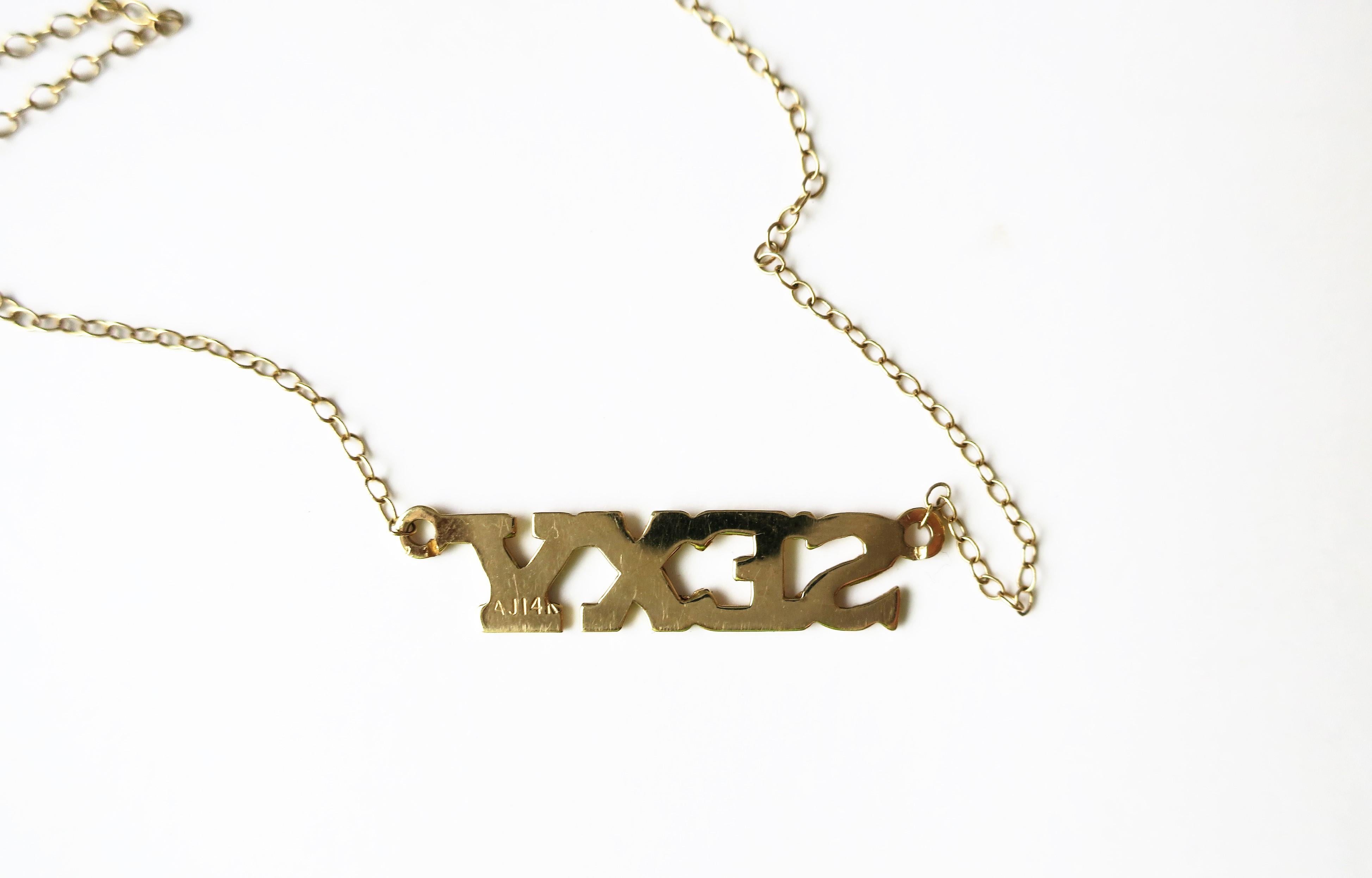 Sexy Nameplate Necklace 14-Karat Yellow Gold, circa 1970s Disco Era 8