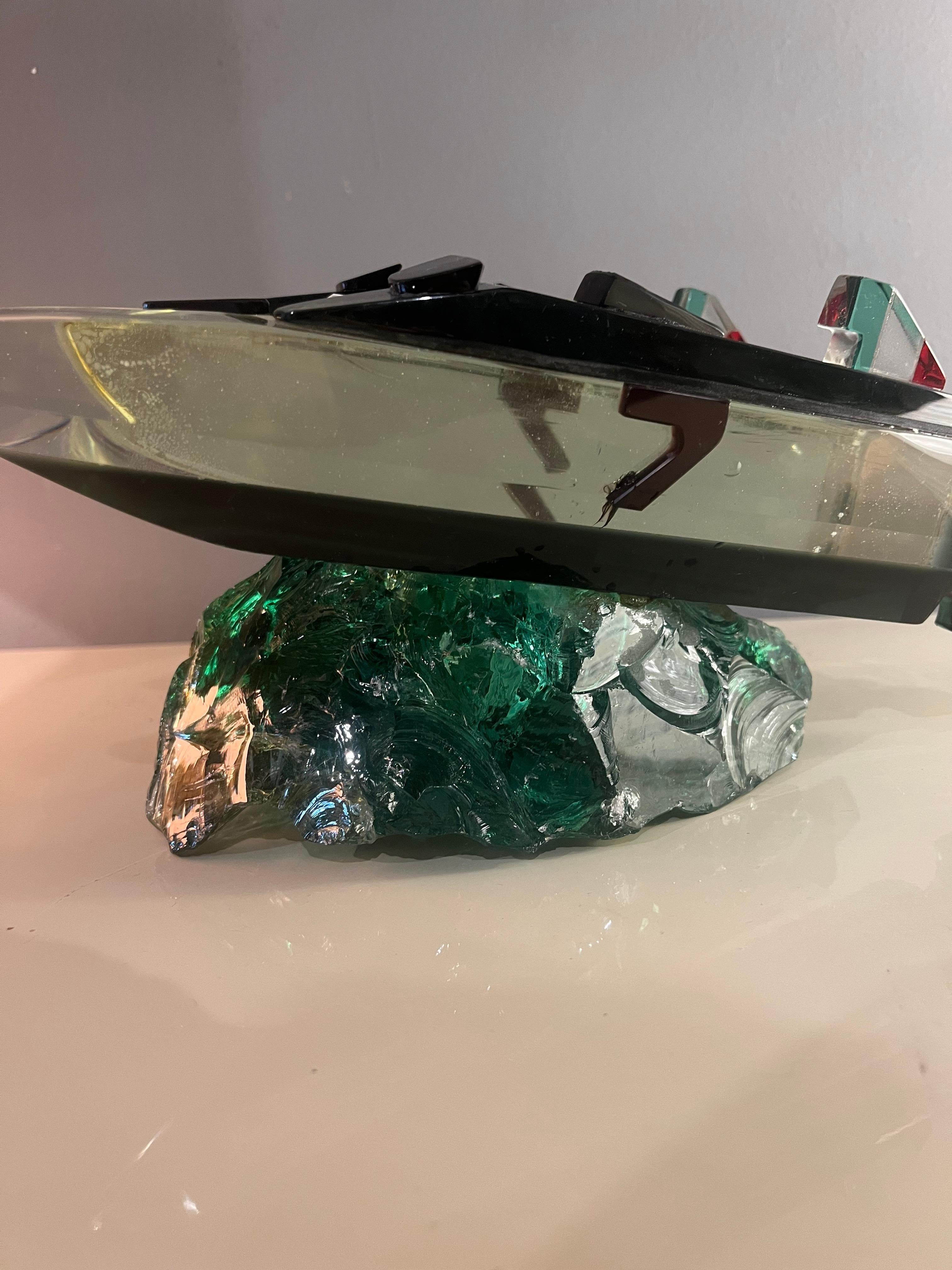 Late 20th Century sculpture de bateau en verre de Murano des années 70 par Berlini en vente