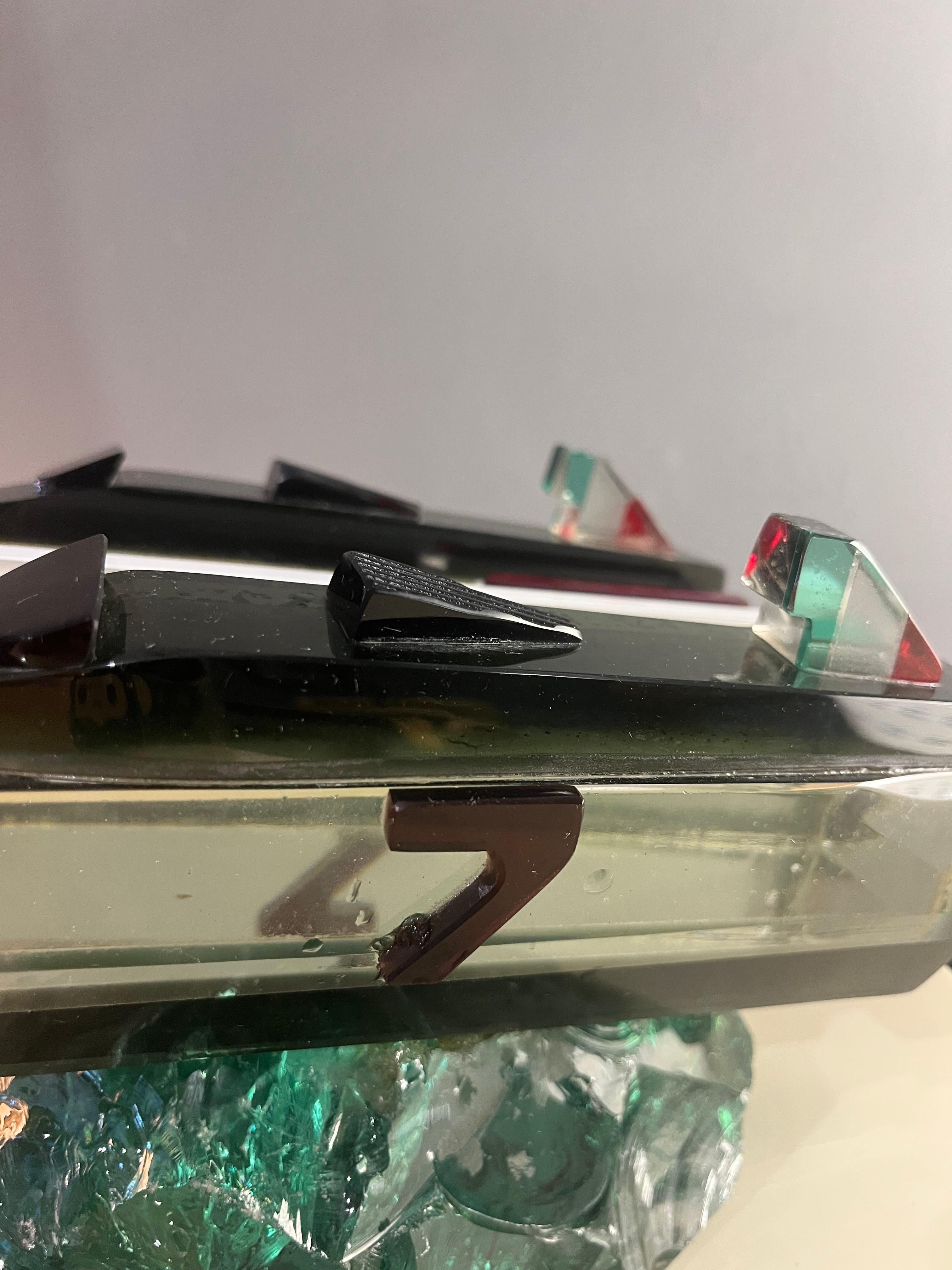 Verre de Murano sculpture de bateau en verre de Murano des années 70 par Berlini en vente