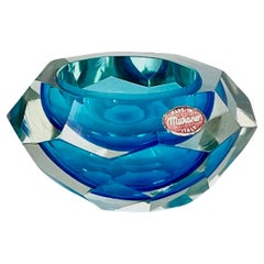 70s Murano Sommerso Glass Vase - Handcrafted Italian Sculptural Piece in Blue