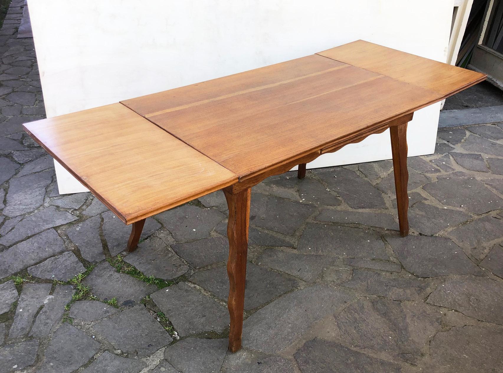 Late 20th Century 70s Natural Color Oak Table, Extendable, Honeycomb with Extensions, Scandinavian For Sale