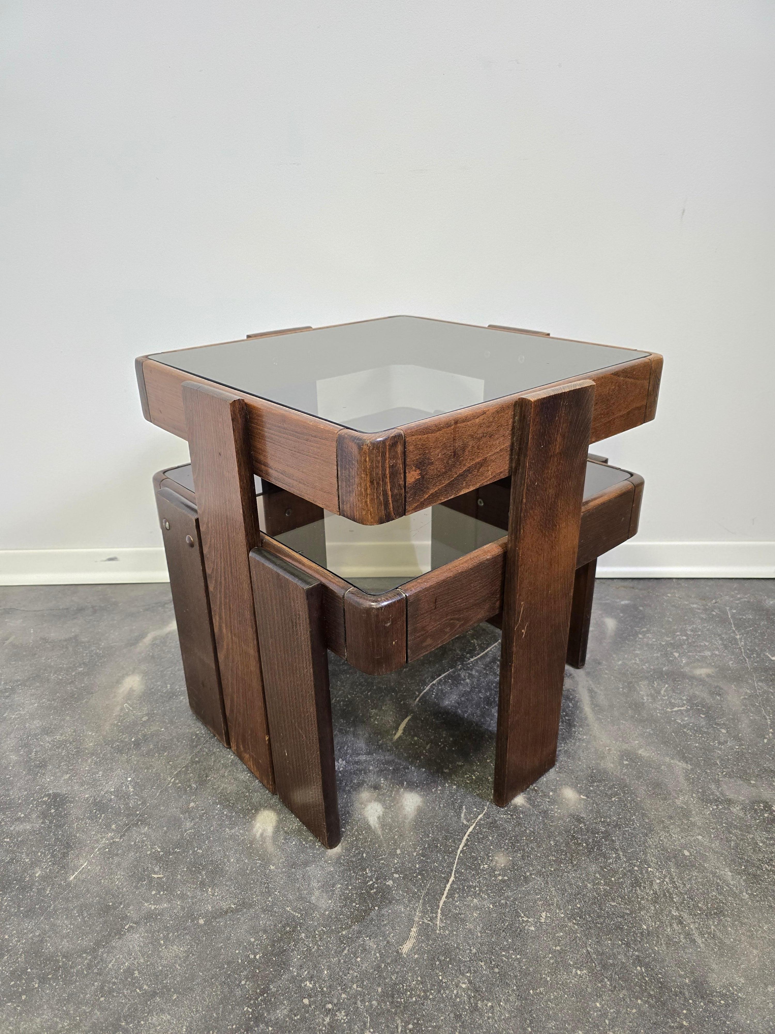 70s Nesting Tables with Smoked Glass For Sale 5