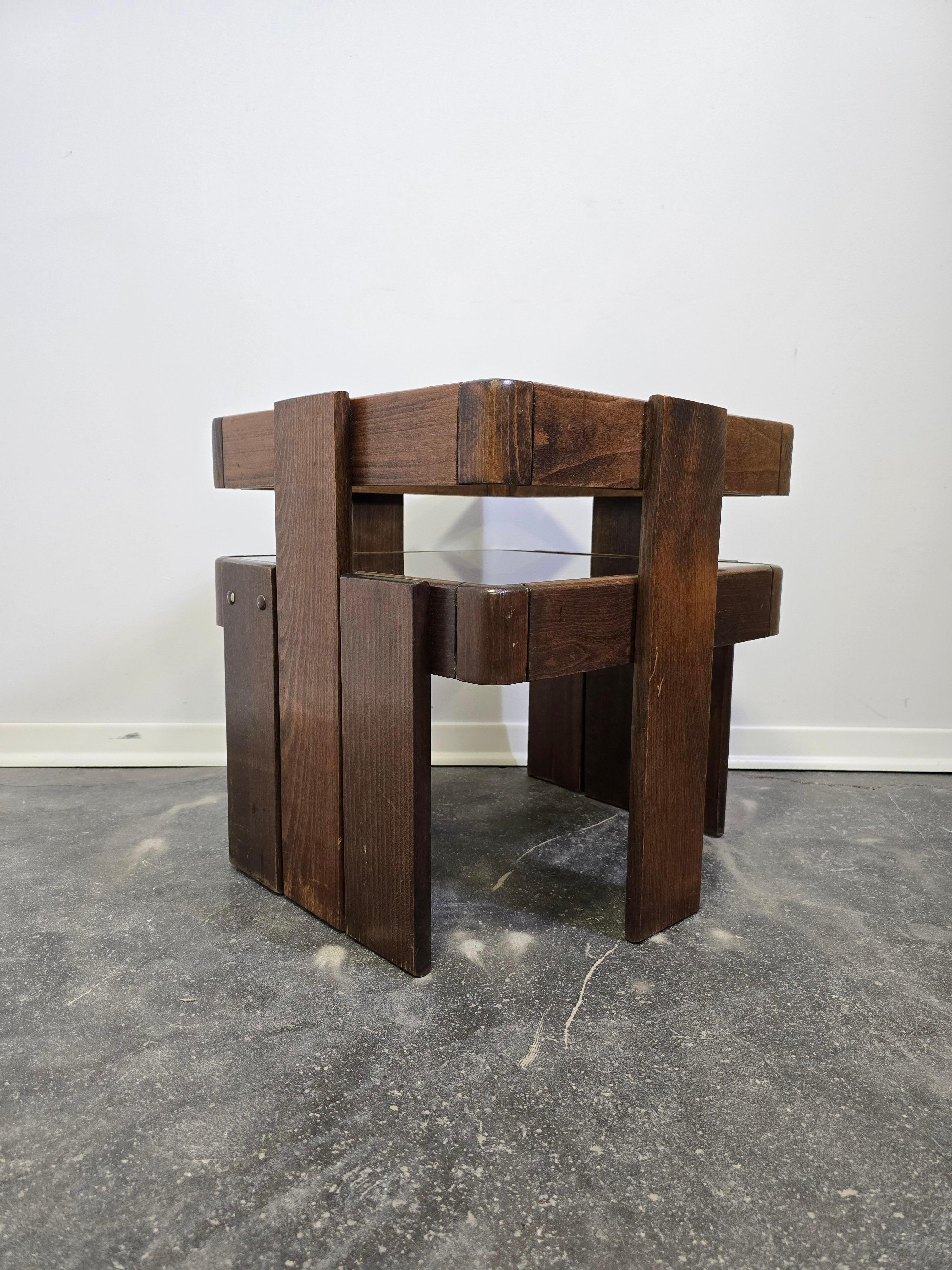 70s Nesting Tables with Smoked Glass For Sale 6