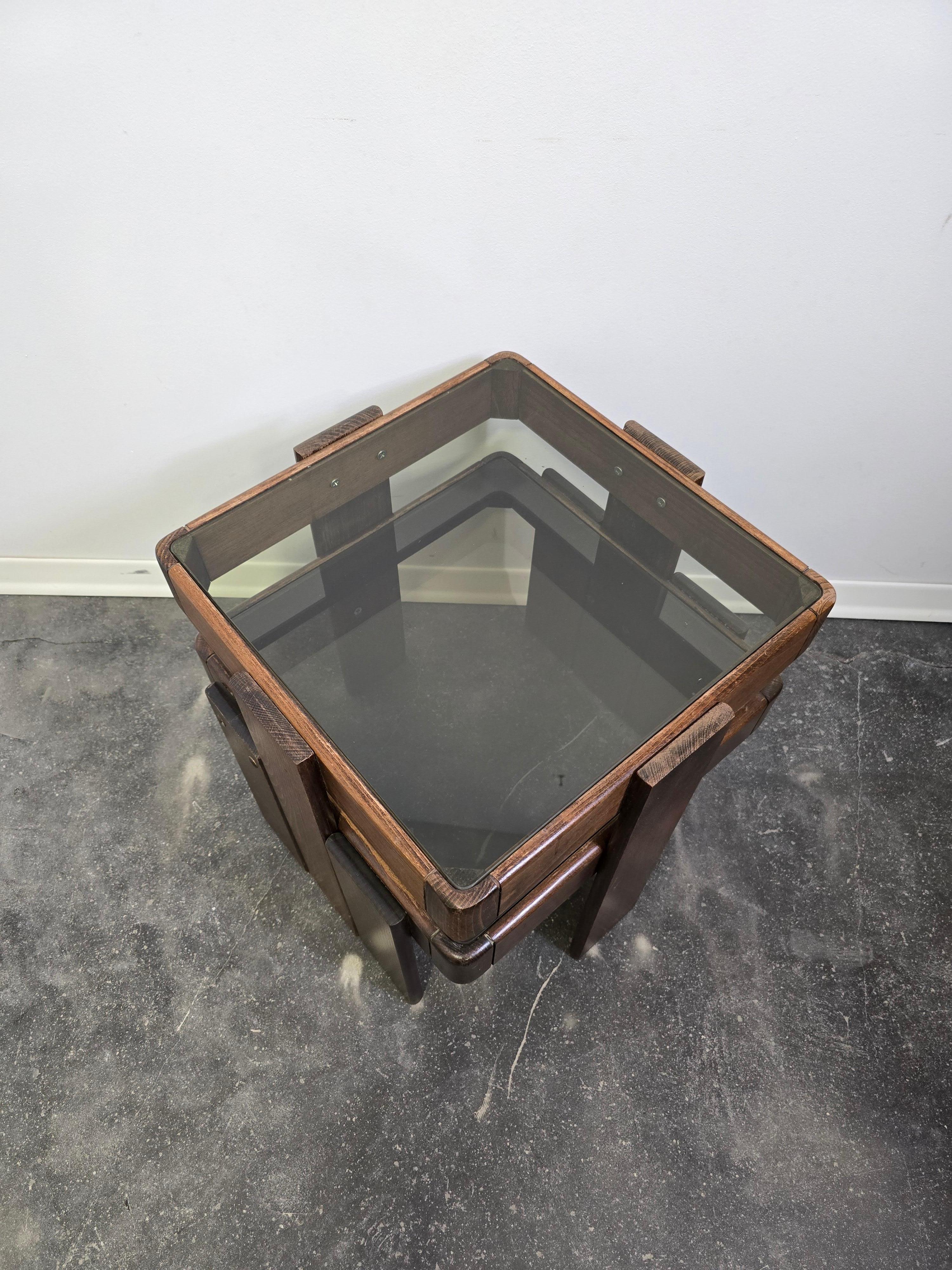 70s Nesting Tables with Smoked Glass For Sale 8