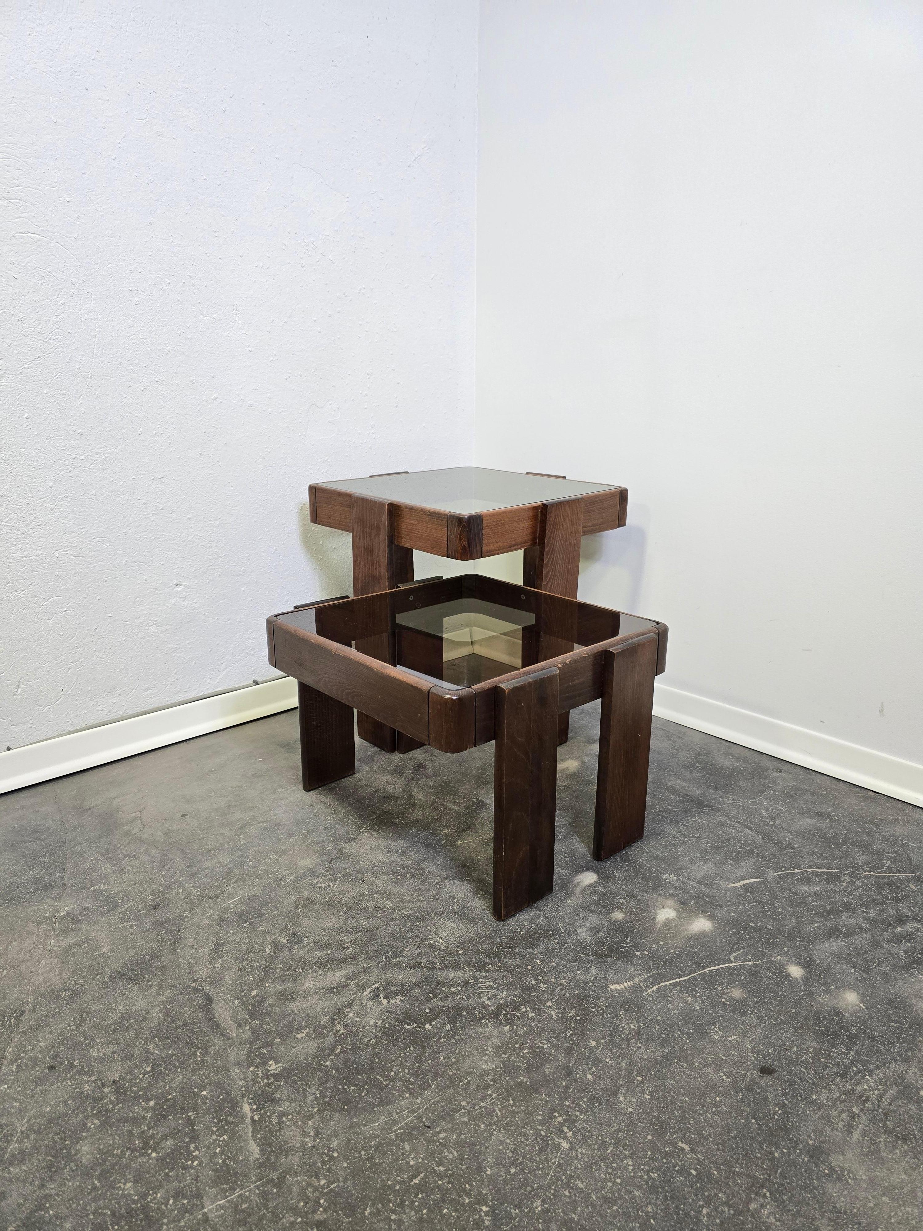 The tables are designed to fit seamlessly one under another, offering flexible use in any space – from the living room to a stylish lounge corner.

The minimalist form, warmth of wood (smoked glass), and clever functionality place these tables among