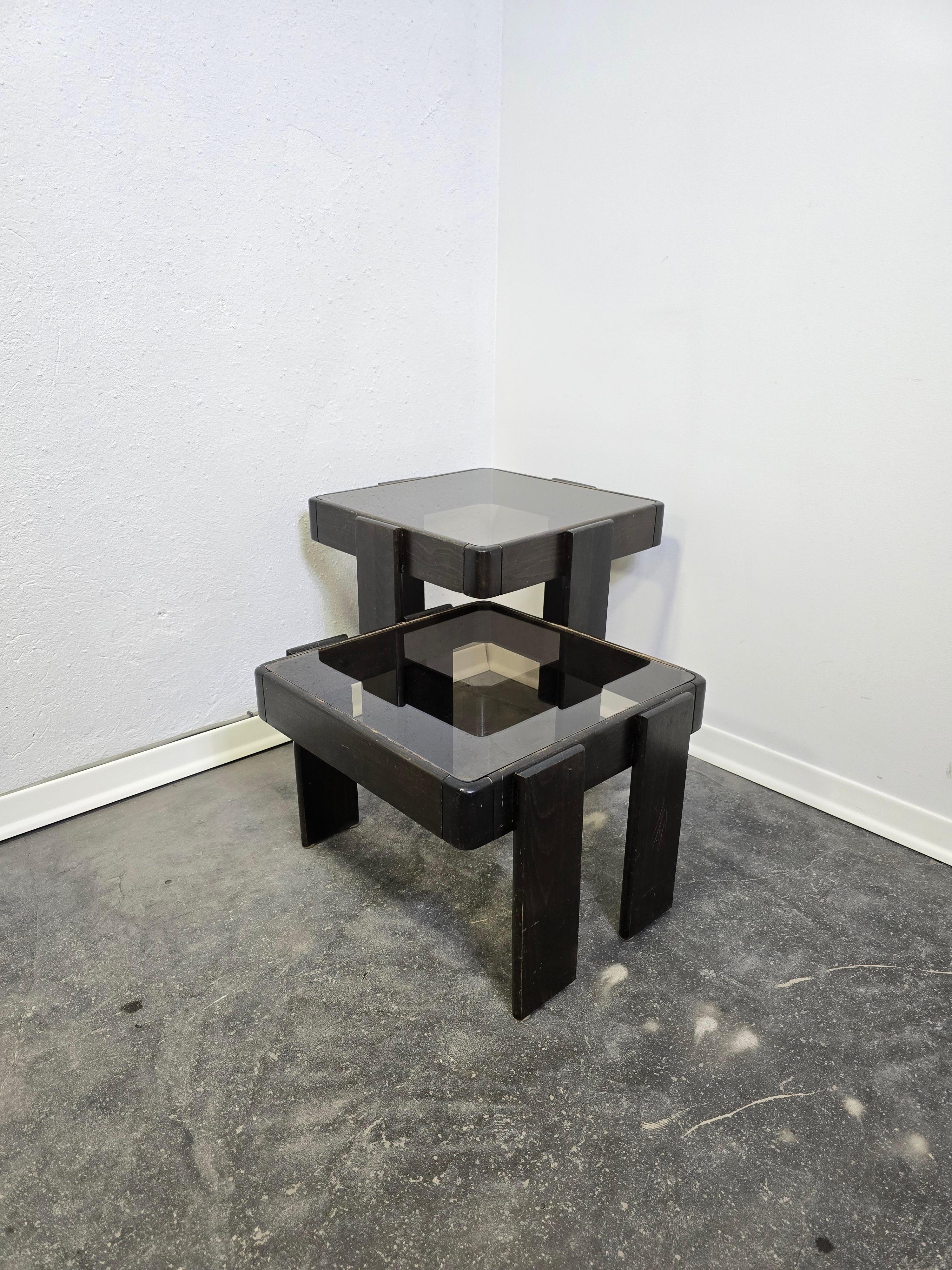 The tables are designed to fit seamlessly one under another, offering flexible use in any space – from the living room to a stylish lounge corner.

The minimalist form, warmth of wood (smoked glass), and clever functionality place these tables among