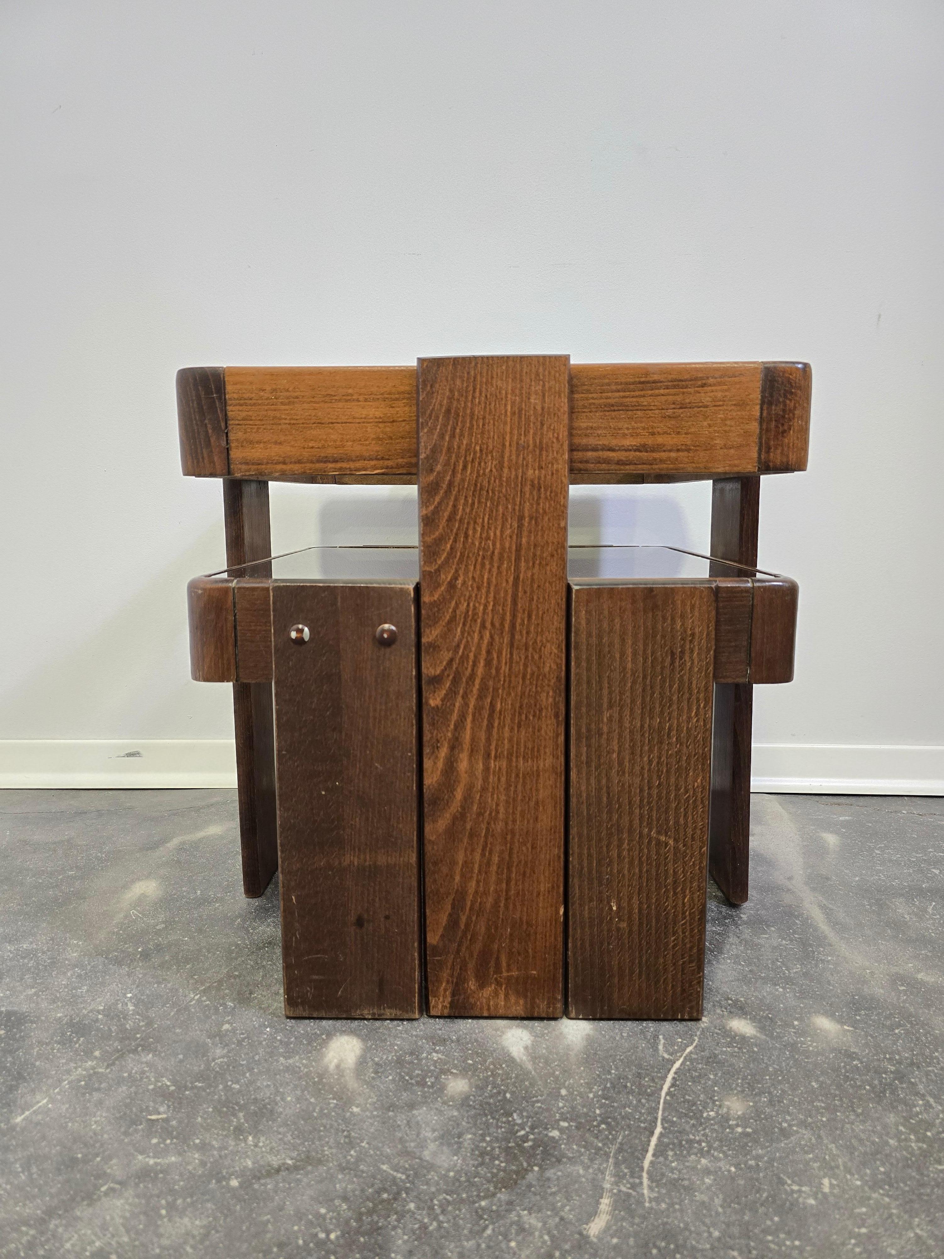 70s Nesting Tables with Smoked Glass For Sale 3