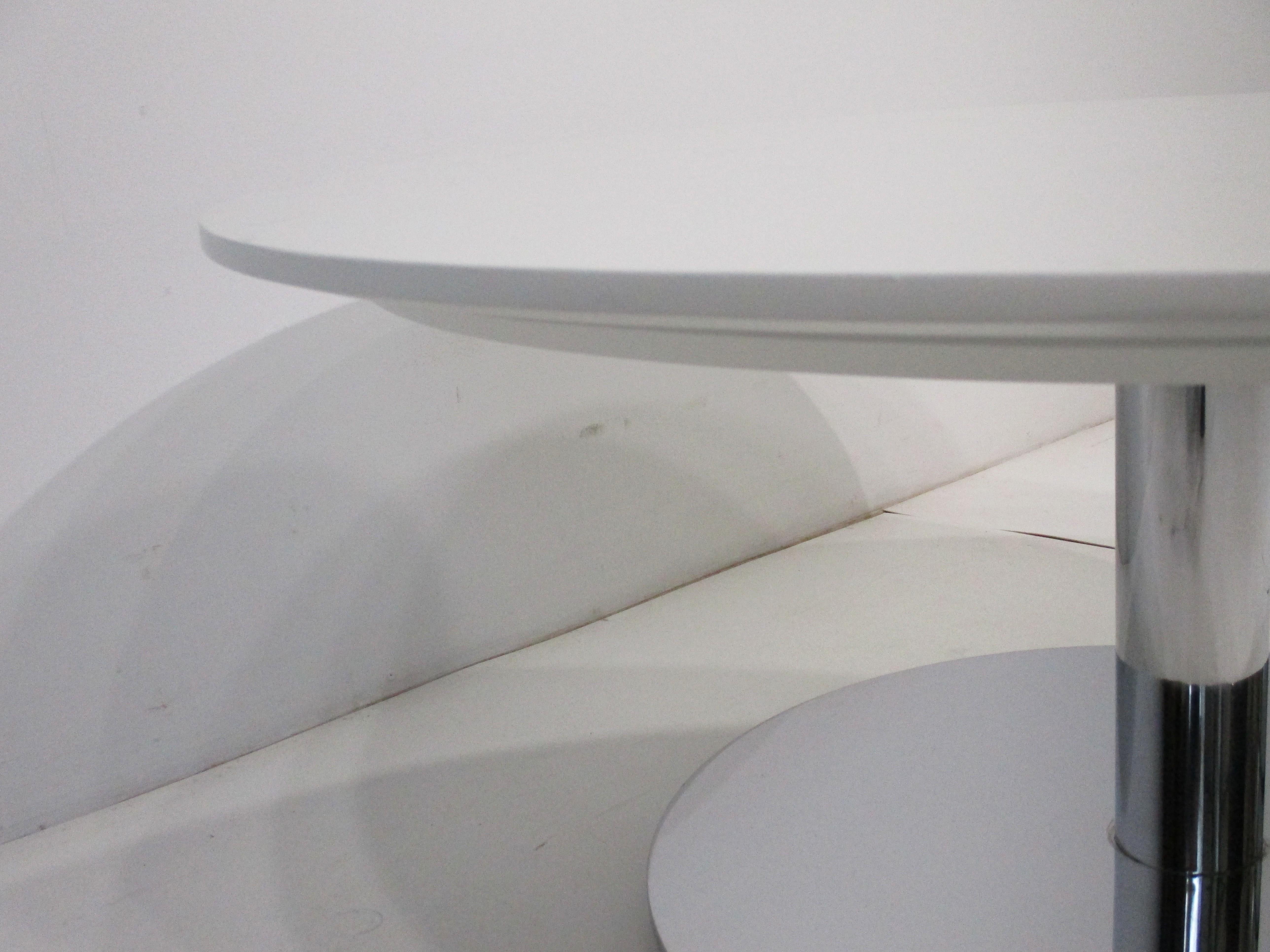 Steel 70's Nicos Zographos Styled Chrome / Wood Coffee Table For Sale