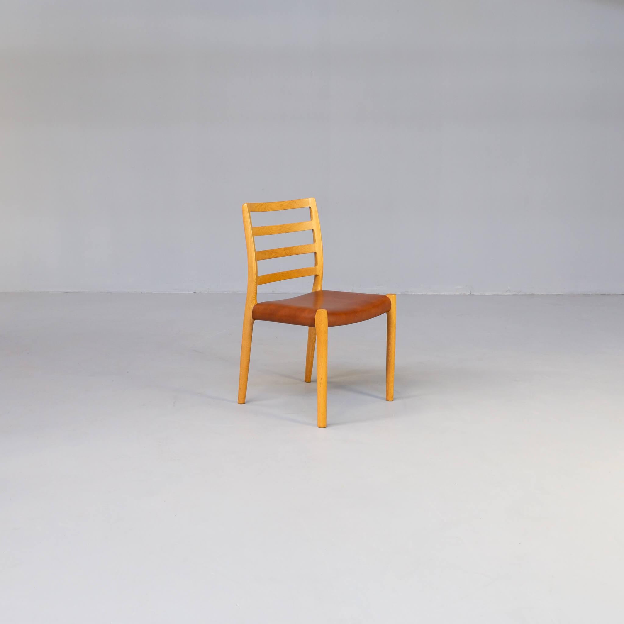 Leather 1970s Niels Otto Møller ‘Model 85’ Dining Chair for Jl Møllers Møbelfabrik Set/6 For Sale