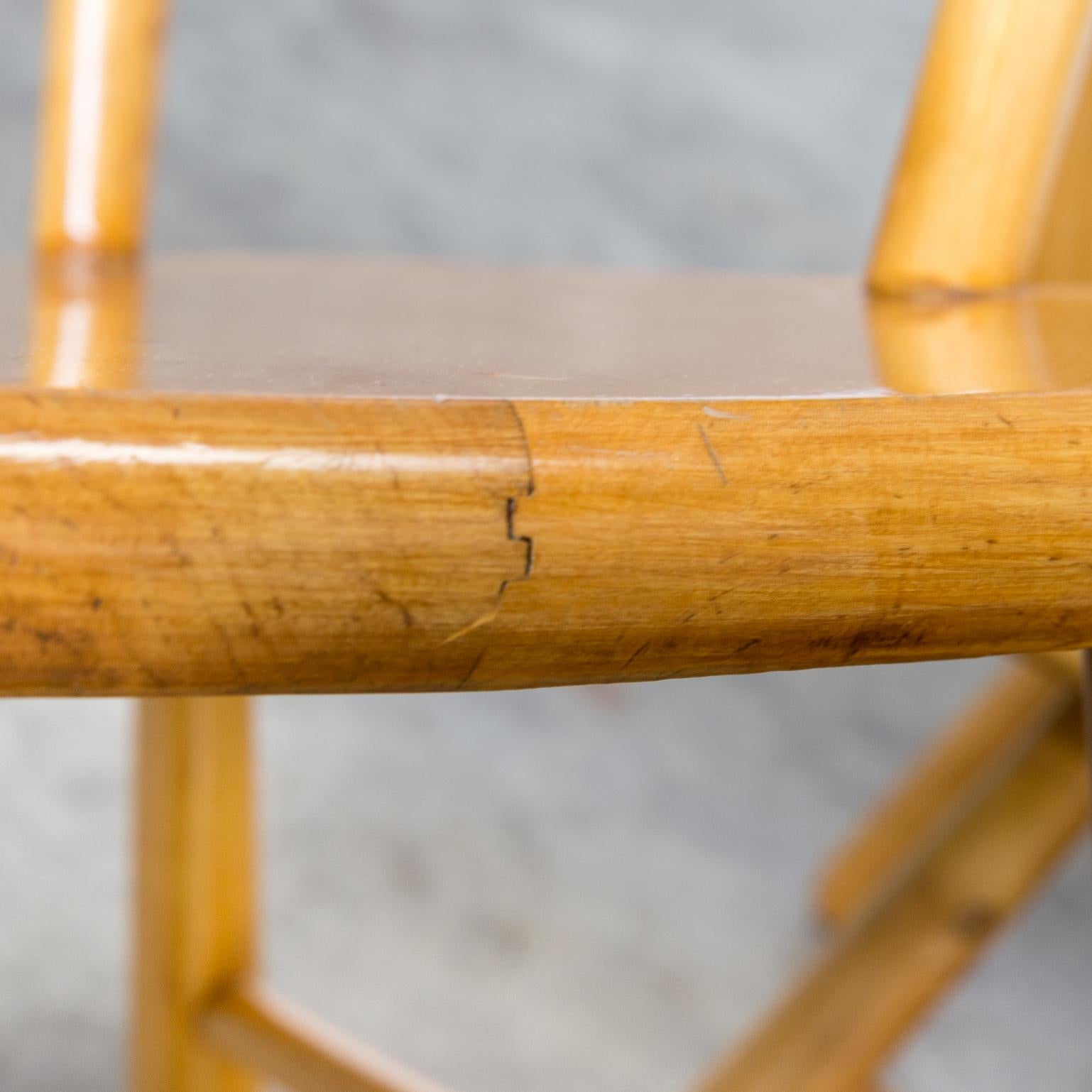 1970s Oak Round Wood Dining Chair Set of 4 For Sale 9