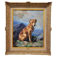 70s Oil on Canvas " the DOG" by Serrasanta, Spanish Painting