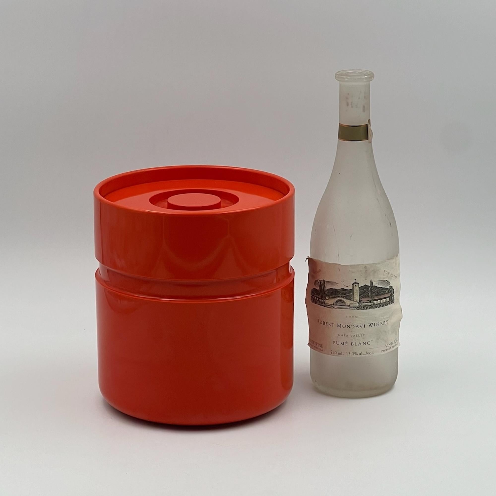 70s Orange Ice Bucket Sergio Asti for Heller - Iconic Italian Design Tableware In Good Condition In San Benedetto Del Tronto, IT