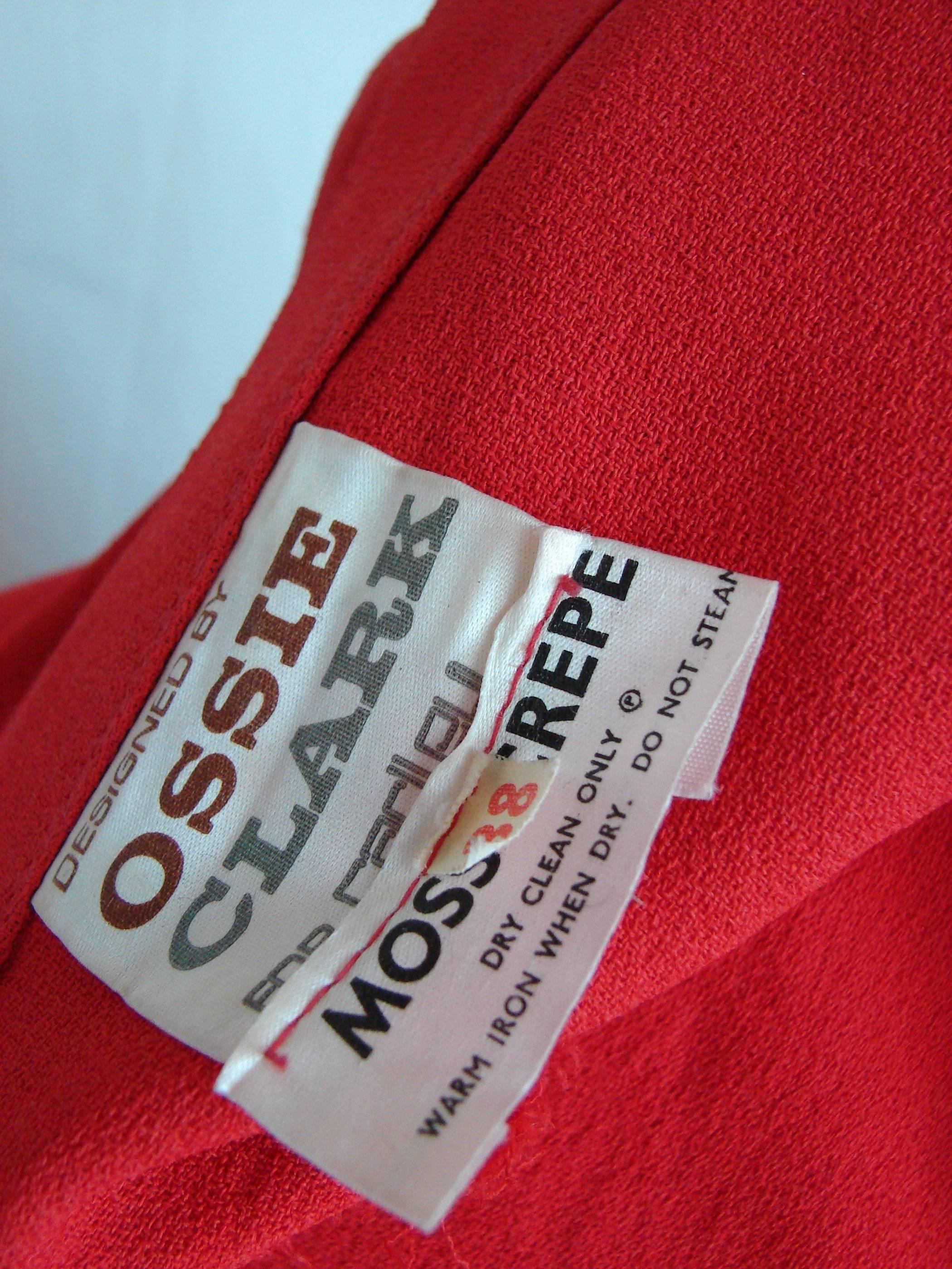 Ossie Clark Long Red Open Back Wrap Tie Belt Original Cuddle Dress, 1970s 3