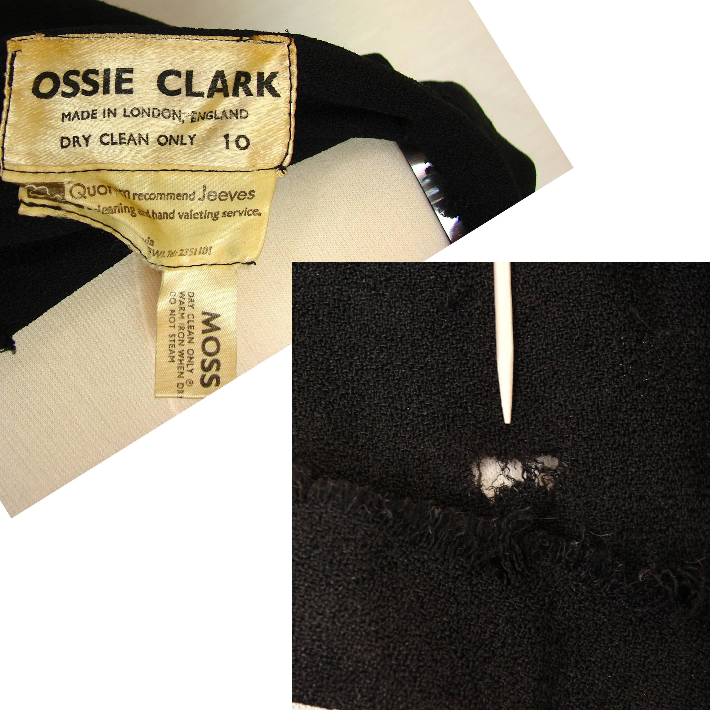 Ossie Clark for Quorum Black Cuddle Maxi Open Back Moss Crepe Wrap Dress UK 10 5