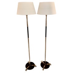 70s Pair of Spanish Floor Lamps in Lacquered and Chromed Metal