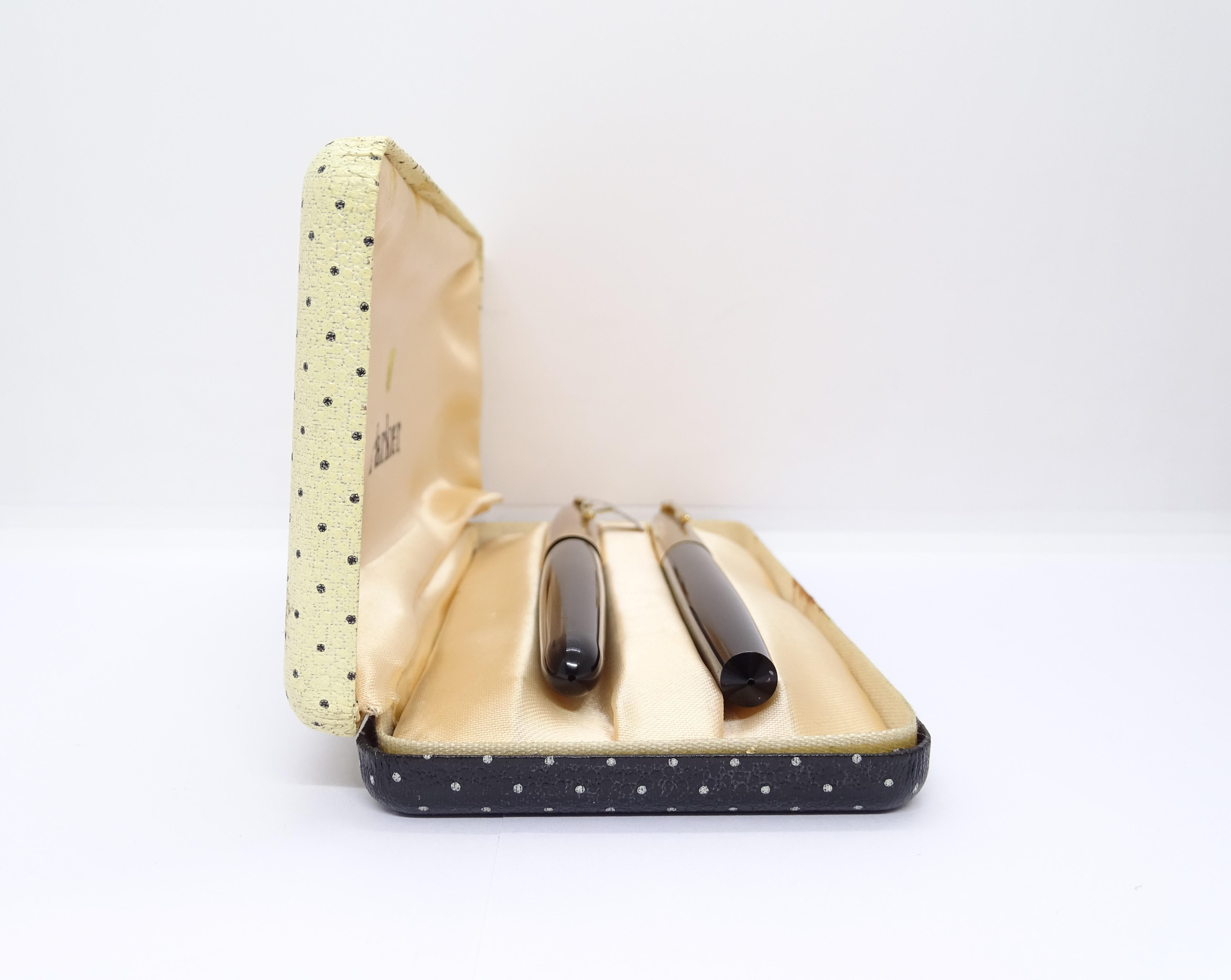 70s Parker fountain pen set, gold plated, case For Sale 7