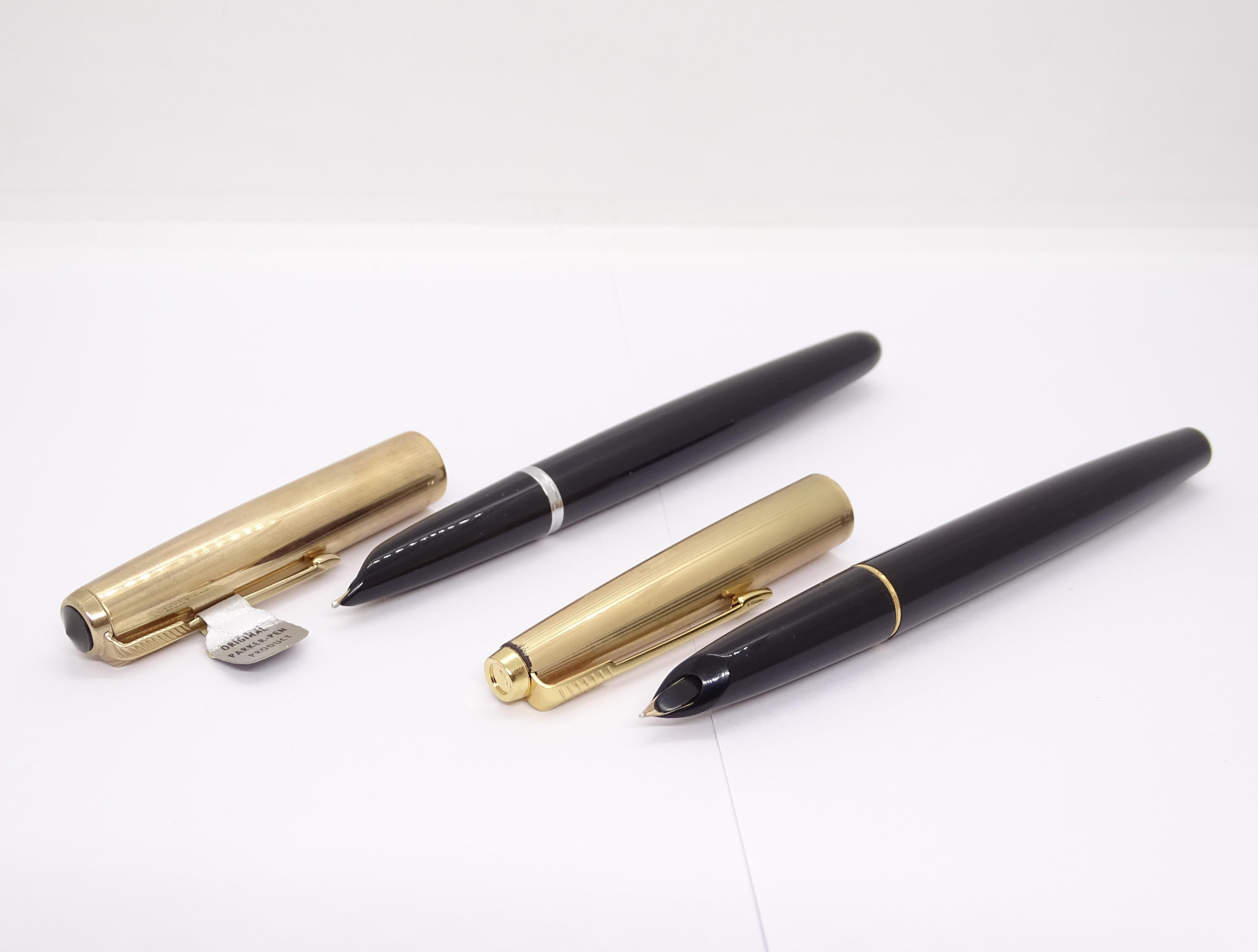 70s Parker fountain pen set, gold plated, case For Sale 15