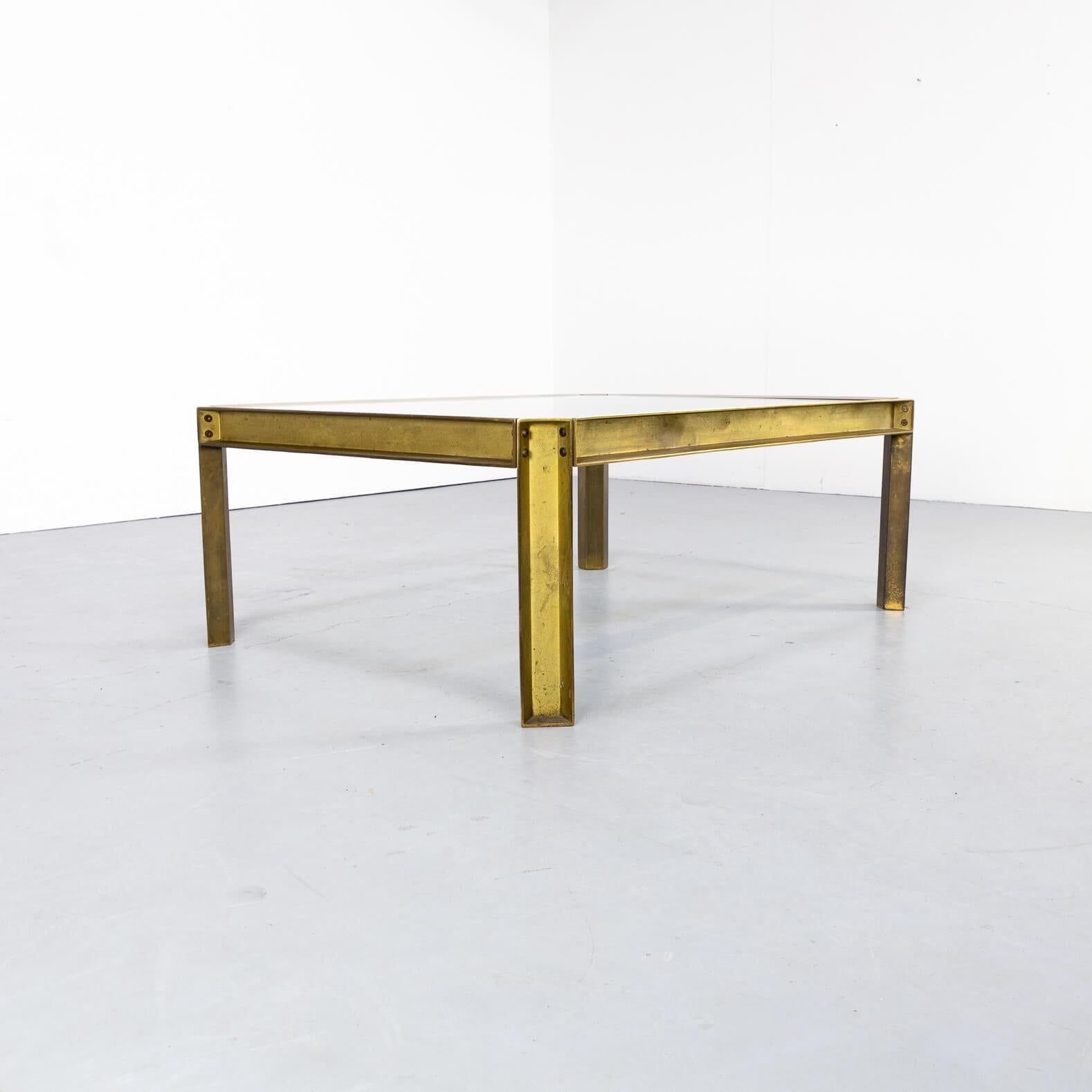 20th Century 1970s Peter Ghyczy ‘T09 embassy’ Brutalist Brass and Glass Coffee Table For Sale