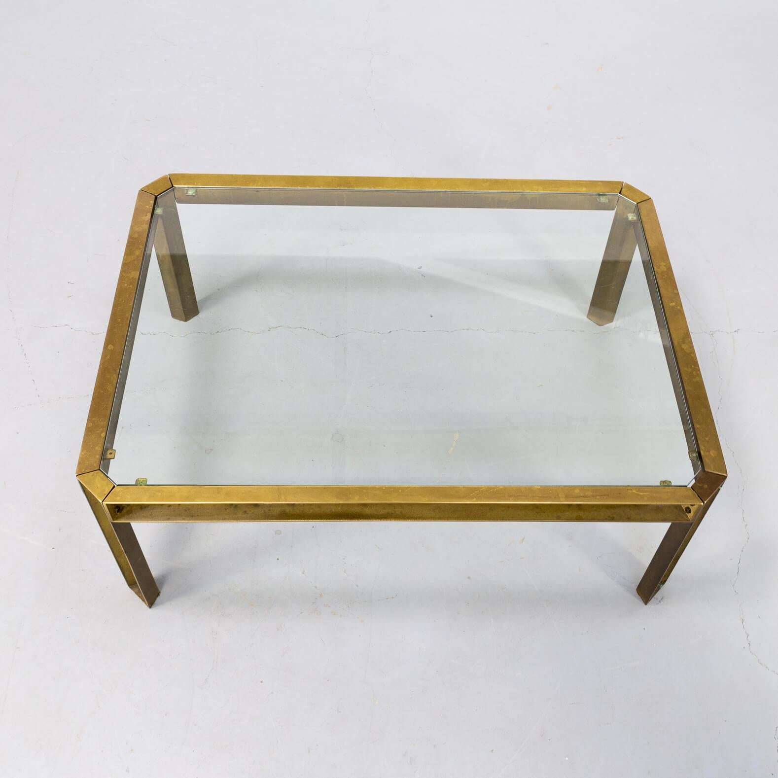 1970s Peter Ghyczy ‘T09 embassy’ Brutalist Brass and Glass Coffee Table For Sale 1