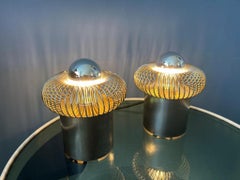 70s Philippe Rogier Steel Table Lamps for Galerie Oxar, 1970s