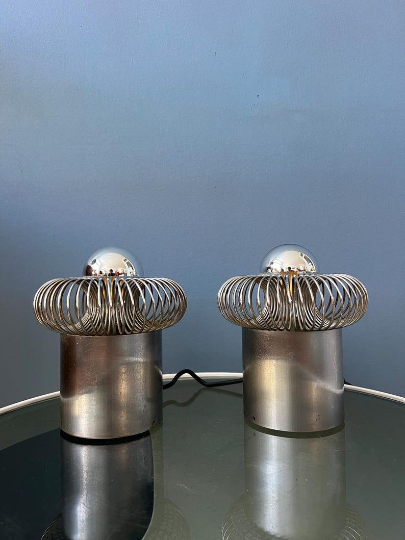 20ième siècle Lampes de table en acier de Philippe Rogier pour Galerie Oxar, années 70