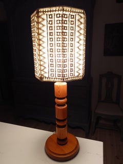 70s pine table lamp mid century modern wood