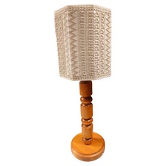 70s pine table lamp mid century modern wood