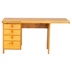 70s Pine Wooden 4 Drawer Desk