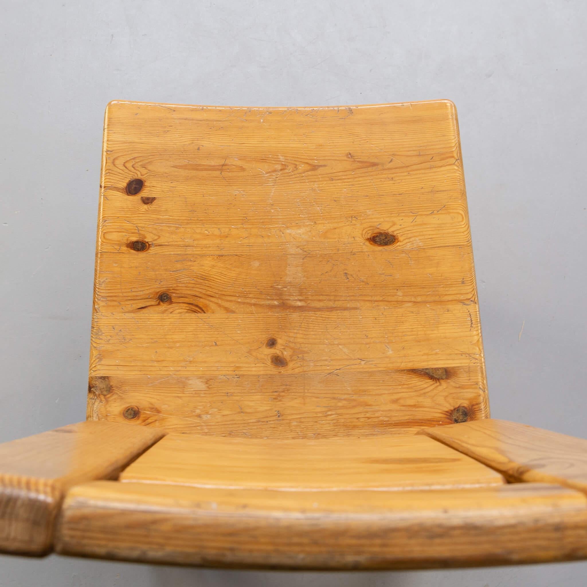70s Pine Wooden Dining Chair Set/4 For Sale 3