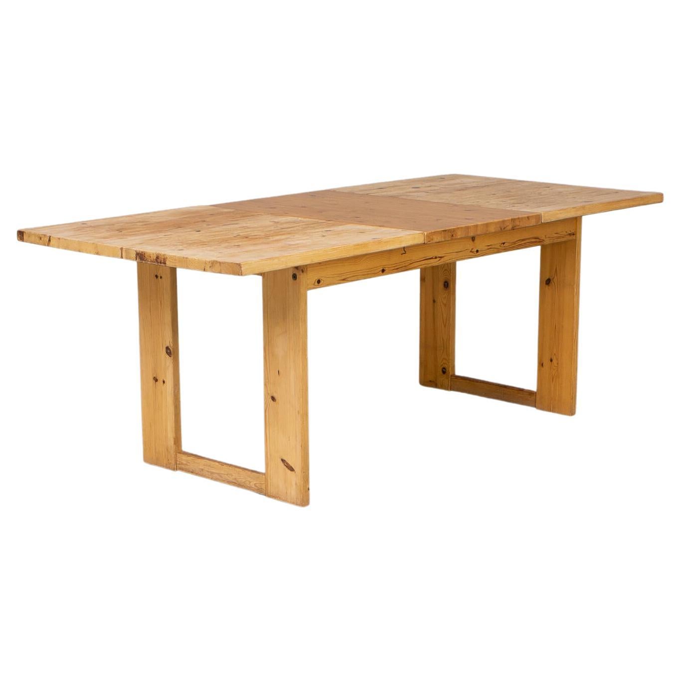 70s Pine Wooden Extendable Dining Table For Sale