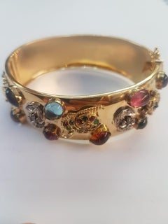 1970s Pink Tourmaline Sapphires Aquamarine Rubies Emerald Diamond Bracelet