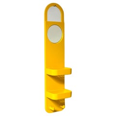 70s Plastic Wall Organizer with Mirror by Makio Hasuike for Gedy, Yellow Hue