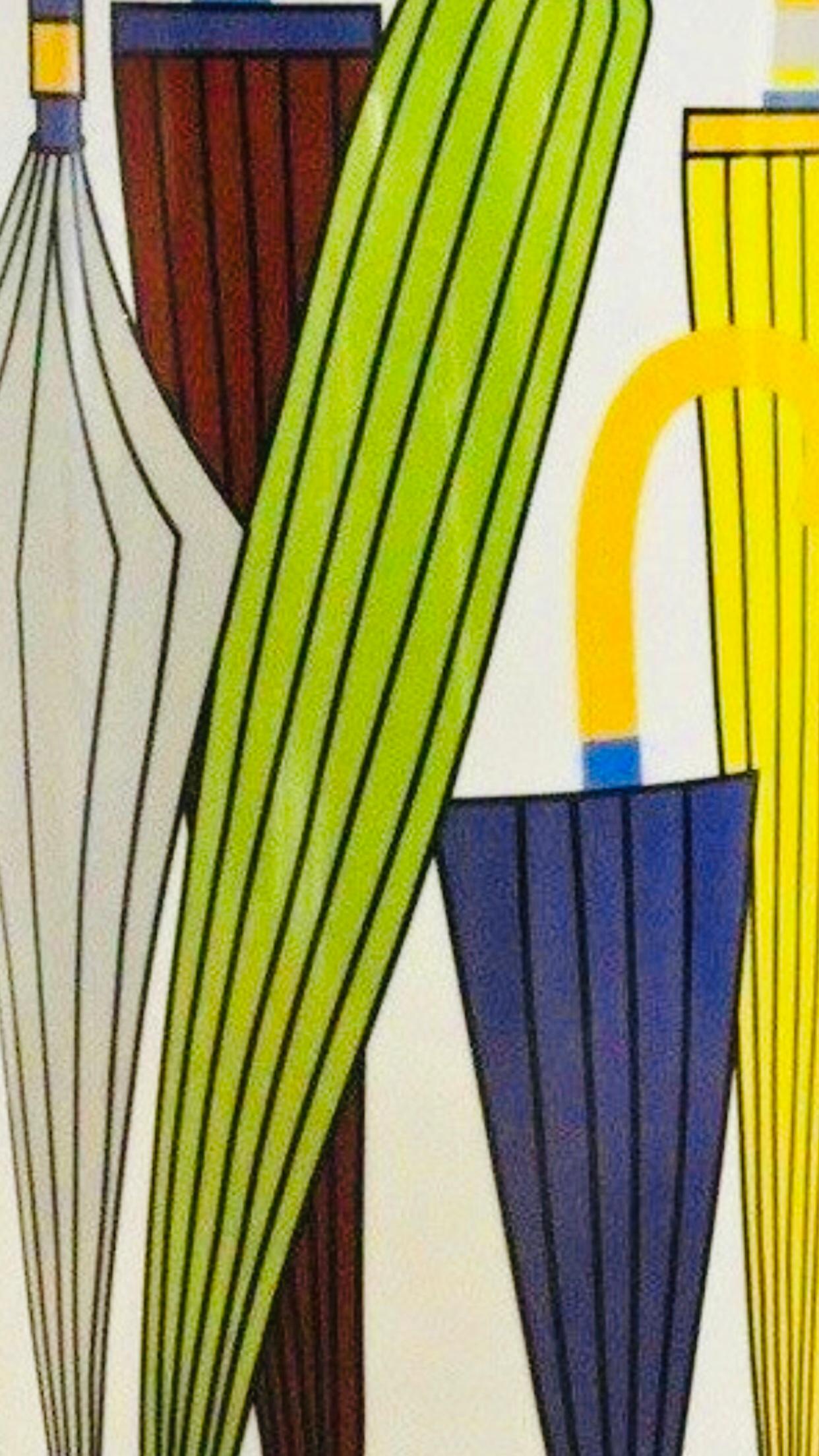 Splendida ceramica d'epoca  Portaombrelli Pop Art dipinto a mano con ombrelli colorati a festa 

In ottime condizioni. Prodotto in Germania 
Senza segno 

18