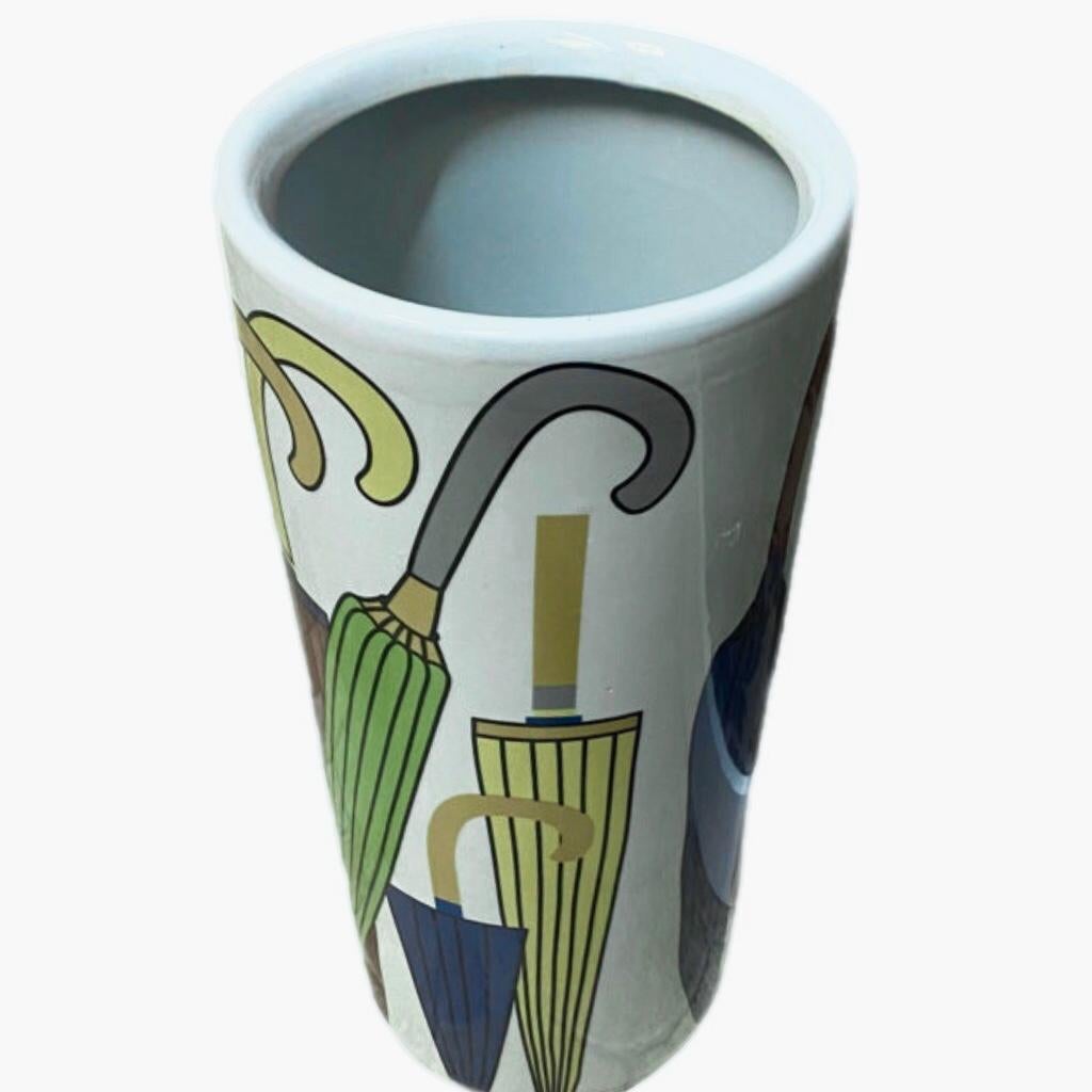 Mid-Century moderno Portaombrelli in ceramica dipinto a mano Pop Art degli anni '70 in vendita