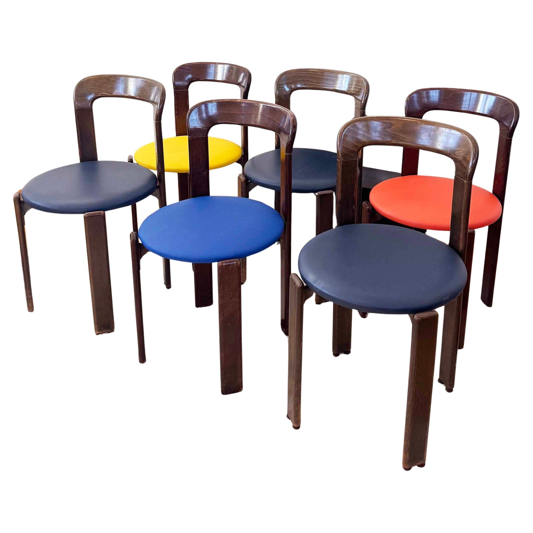 Chaises de salle à manger postmodernes des années 70 tapissées par Bruno Rey pour Dietiker, lot de 6
