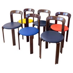 70s Postmodern Upholsted Seat Dining Chairs by Bruno Rey for Dietiker, Set of 6