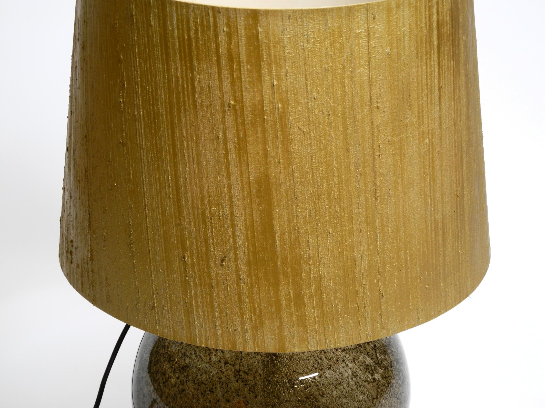 70s Putzler table lamp with illuminated glass body and shade made of dupion silk For Sale 3